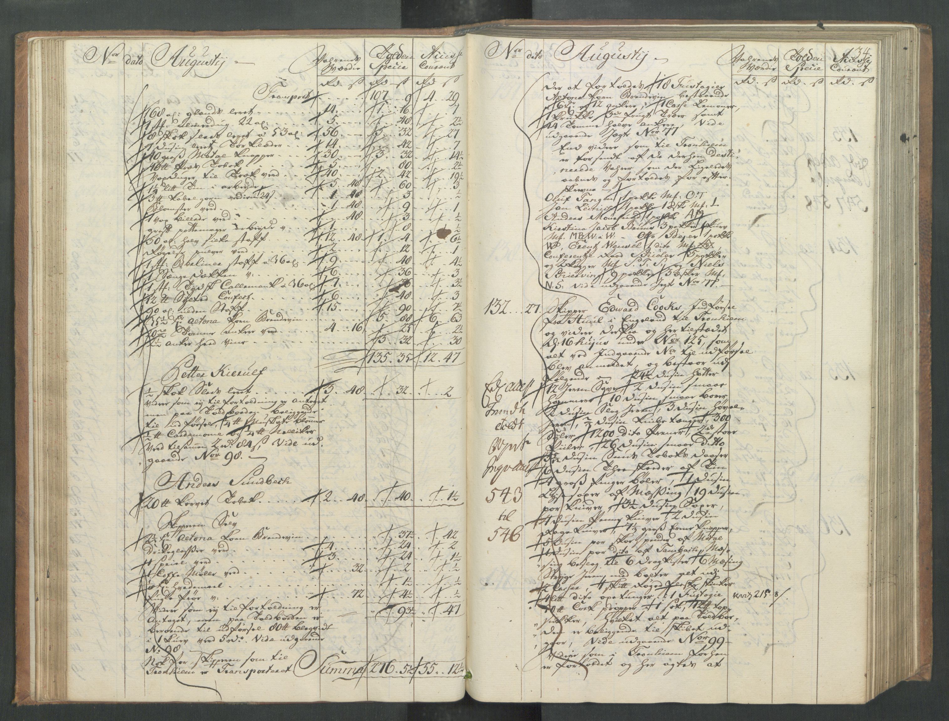 Generaltollkammeret, tollregnskaper, AV/RA-EA-5490/R32/L0013/0001: Tollregnskaper Kristiansund / Hovedtollbok, 1756, p. 33b-34a
