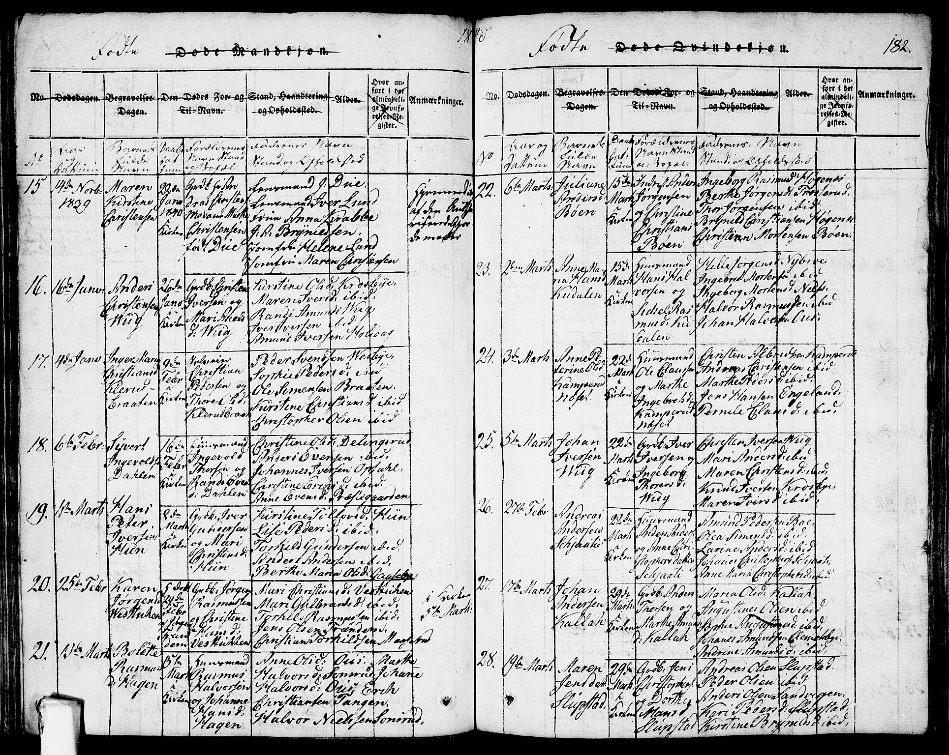 Rødenes prestekontor Kirkebøker, AV/SAO-A-2005/G/Ga/L0001: Parish register (copy) no.  I 1, 1814-1841, p. 182