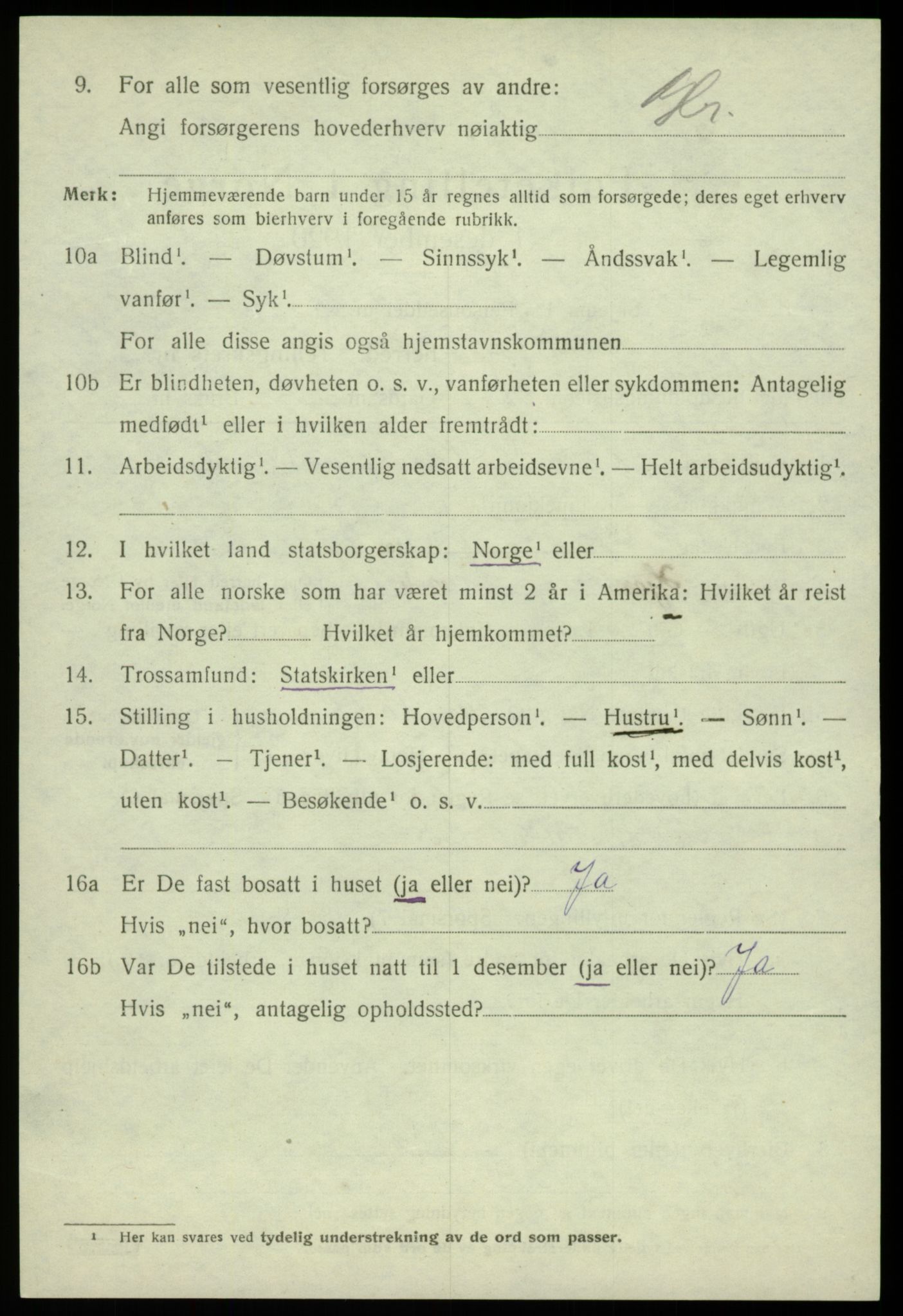 SAB, 1920 census for Austevoll, 1920, p. 6539