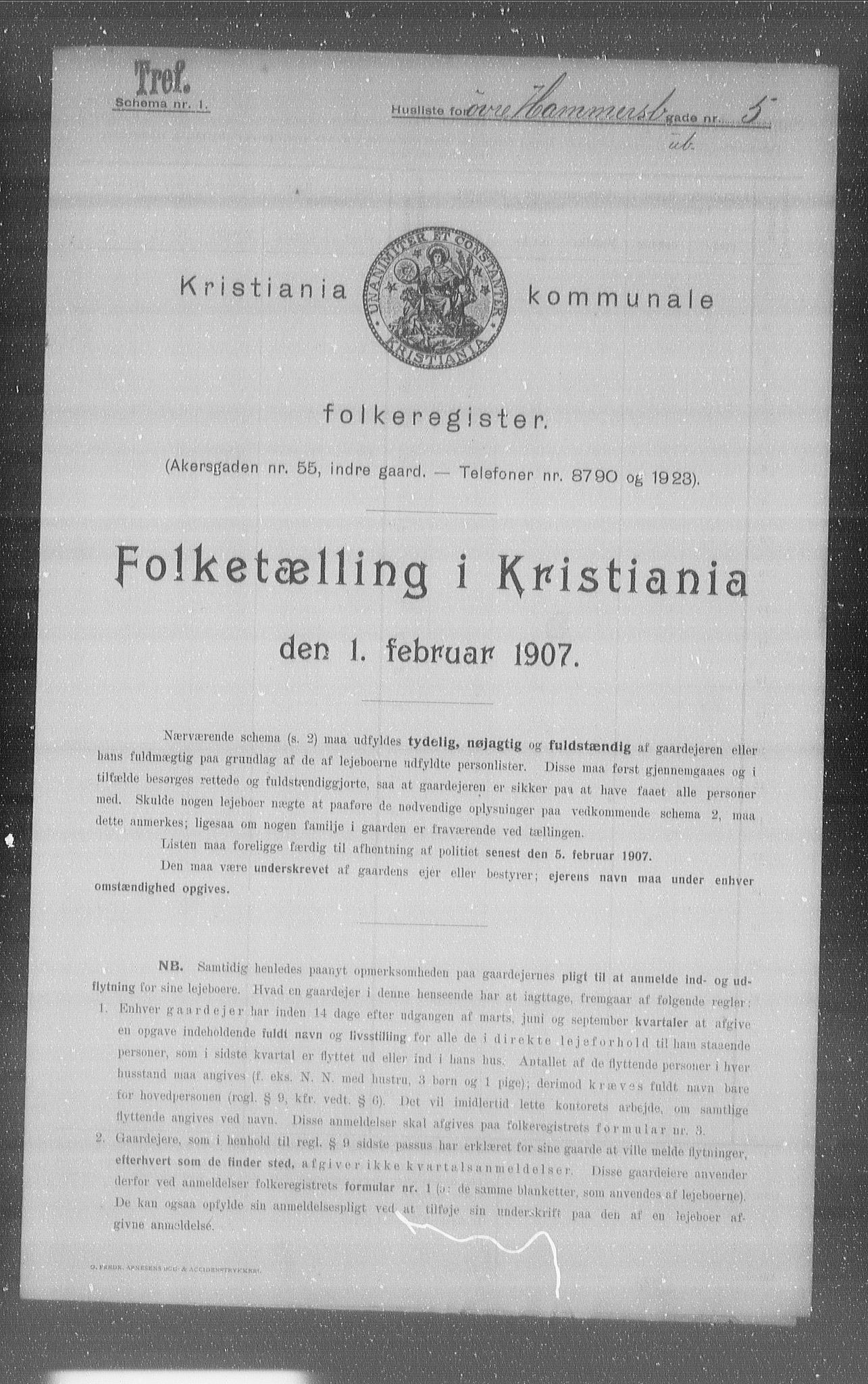 OBA, Municipal Census 1907 for Kristiania, 1907, p. 65861