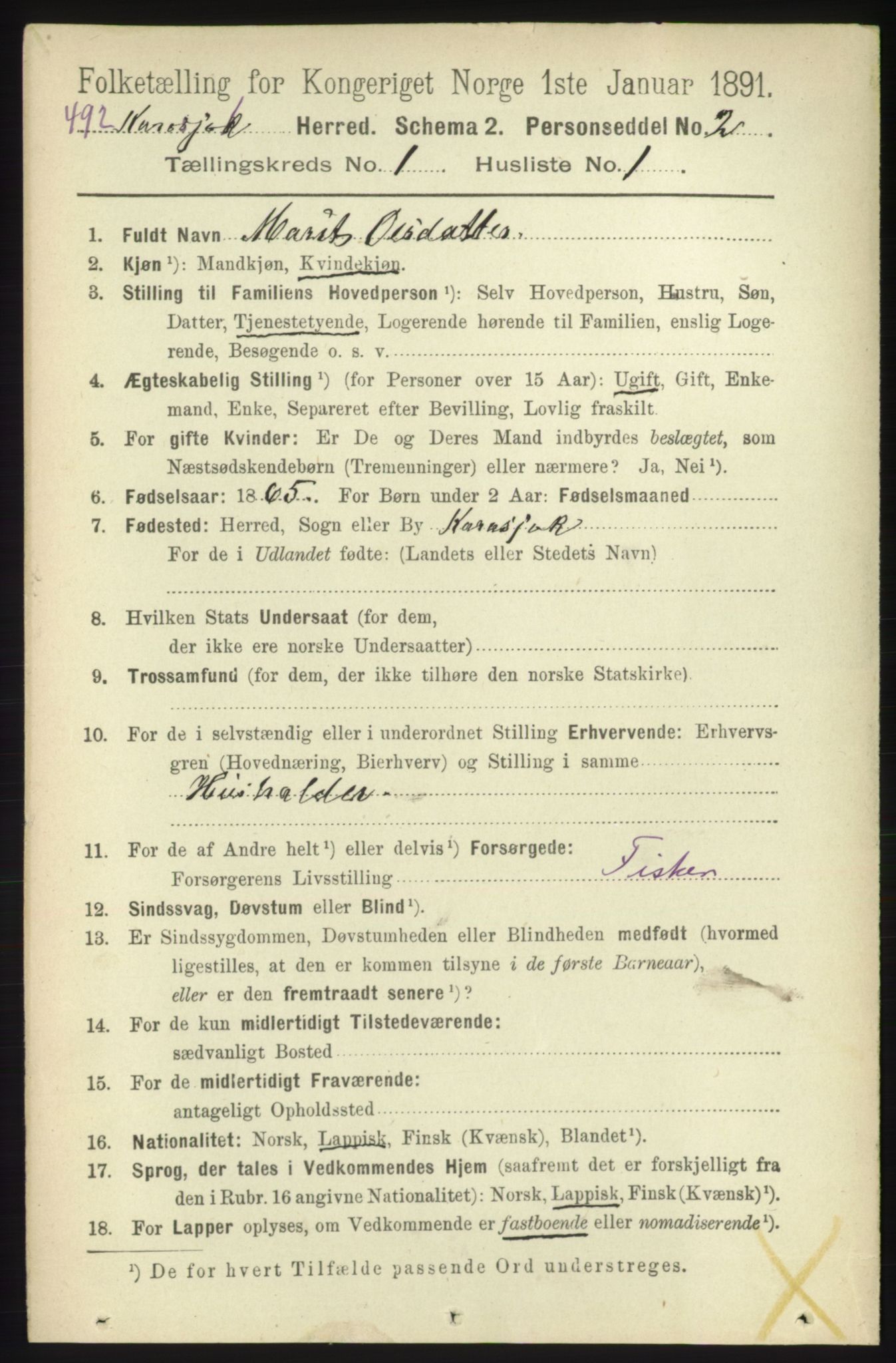 RA, 1891 census for 2021 Karasjok, 1891, p. 55