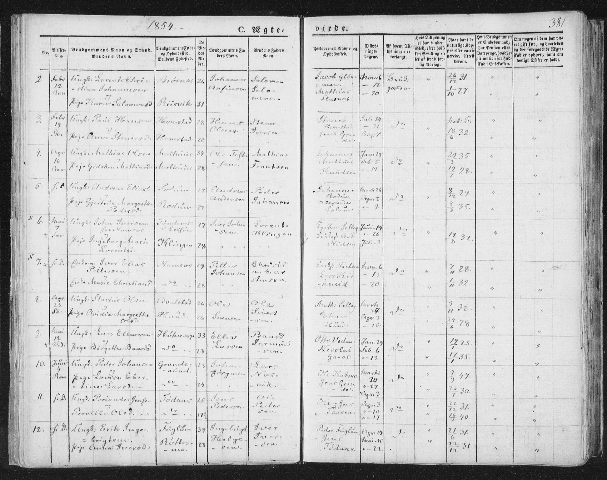 Ministerialprotokoller, klokkerbøker og fødselsregistre - Nord-Trøndelag, SAT/A-1458/764/L0552: Parish register (official) no. 764A07b, 1824-1865, p. 381