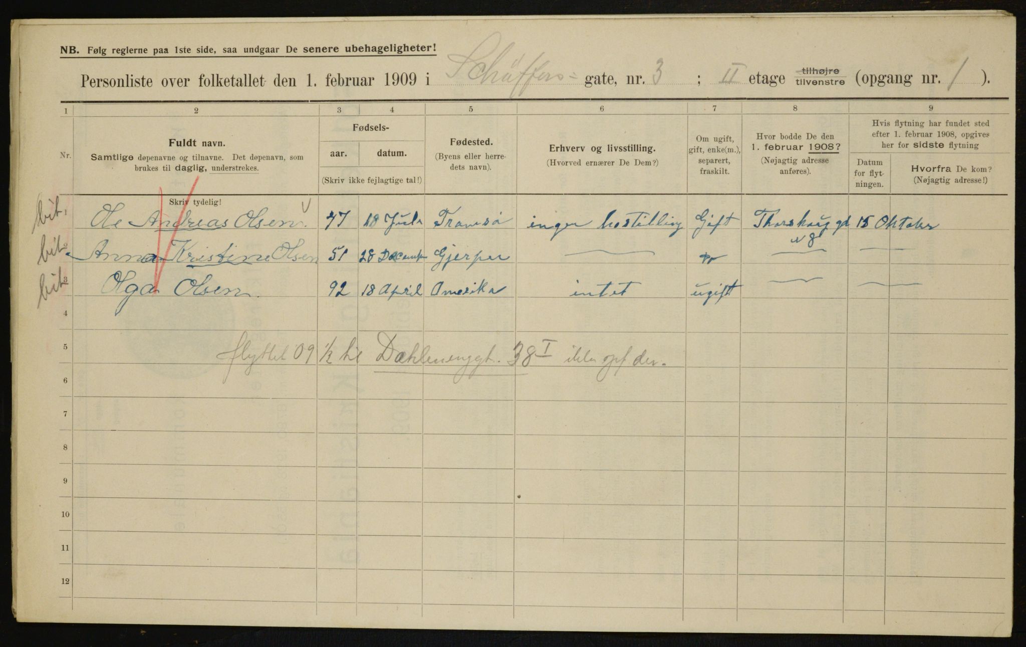 OBA, Municipal Census 1909 for Kristiania, 1909, p. 84401