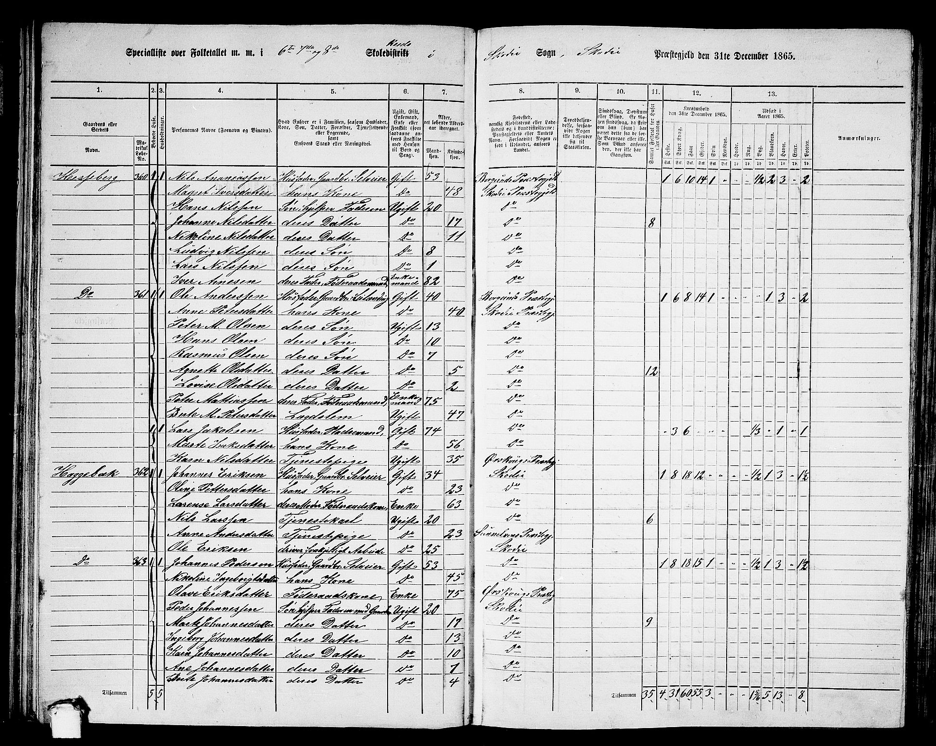 RA, 1865 census for Skodje, 1865, p. 46