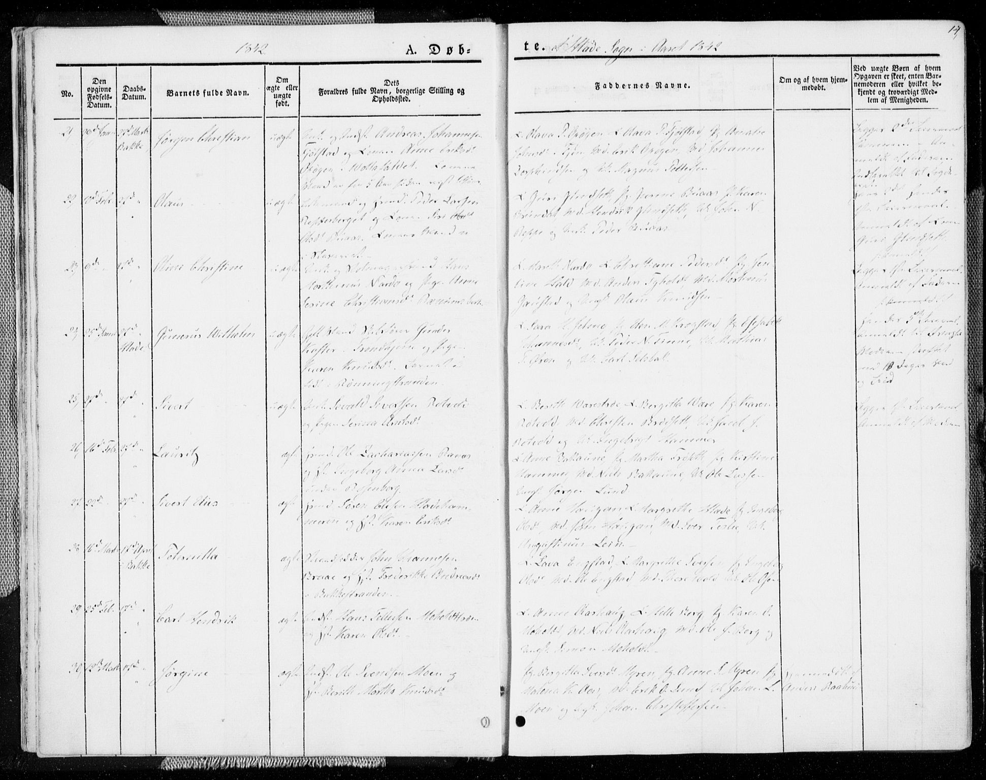 Ministerialprotokoller, klokkerbøker og fødselsregistre - Sør-Trøndelag, SAT/A-1456/606/L0290: Parish register (official) no. 606A05, 1841-1847, p. 14