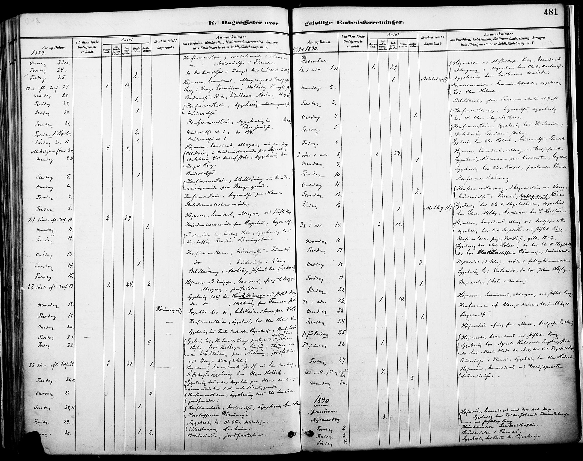 Vang prestekontor, Hedmark, SAH/PREST-008/H/Ha/Haa/L0019A: Parish register (official) no. 19, 1886-1900, p. 481