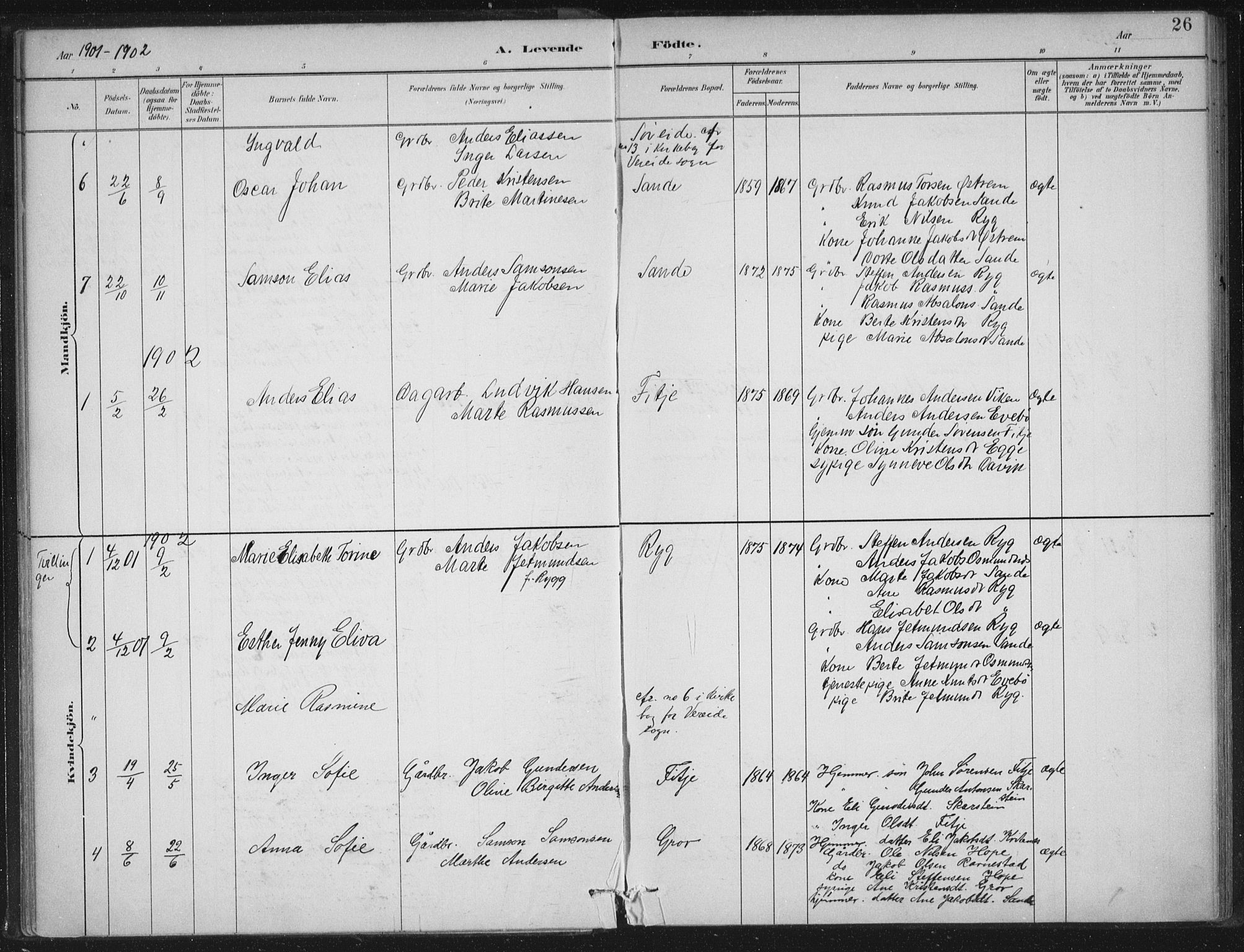 Gloppen sokneprestembete, SAB/A-80101/H/Haa/Haad/L0001: Parish register (official) no. D  1, 1885-1910, p. 26
