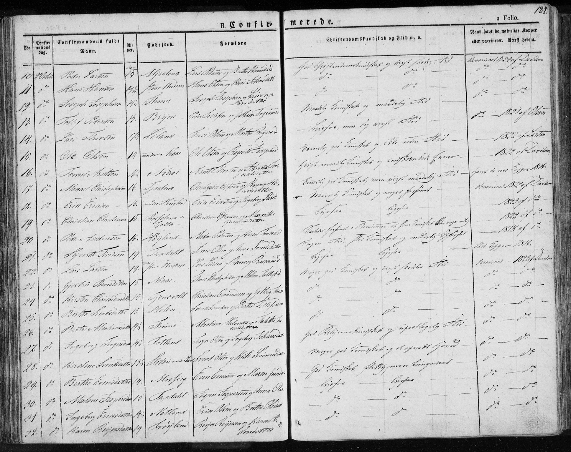 Lye sokneprestkontor, SAST/A-101794/001/30BA/L0004: Parish register (official) no. A 4, 1826-1841, p. 184