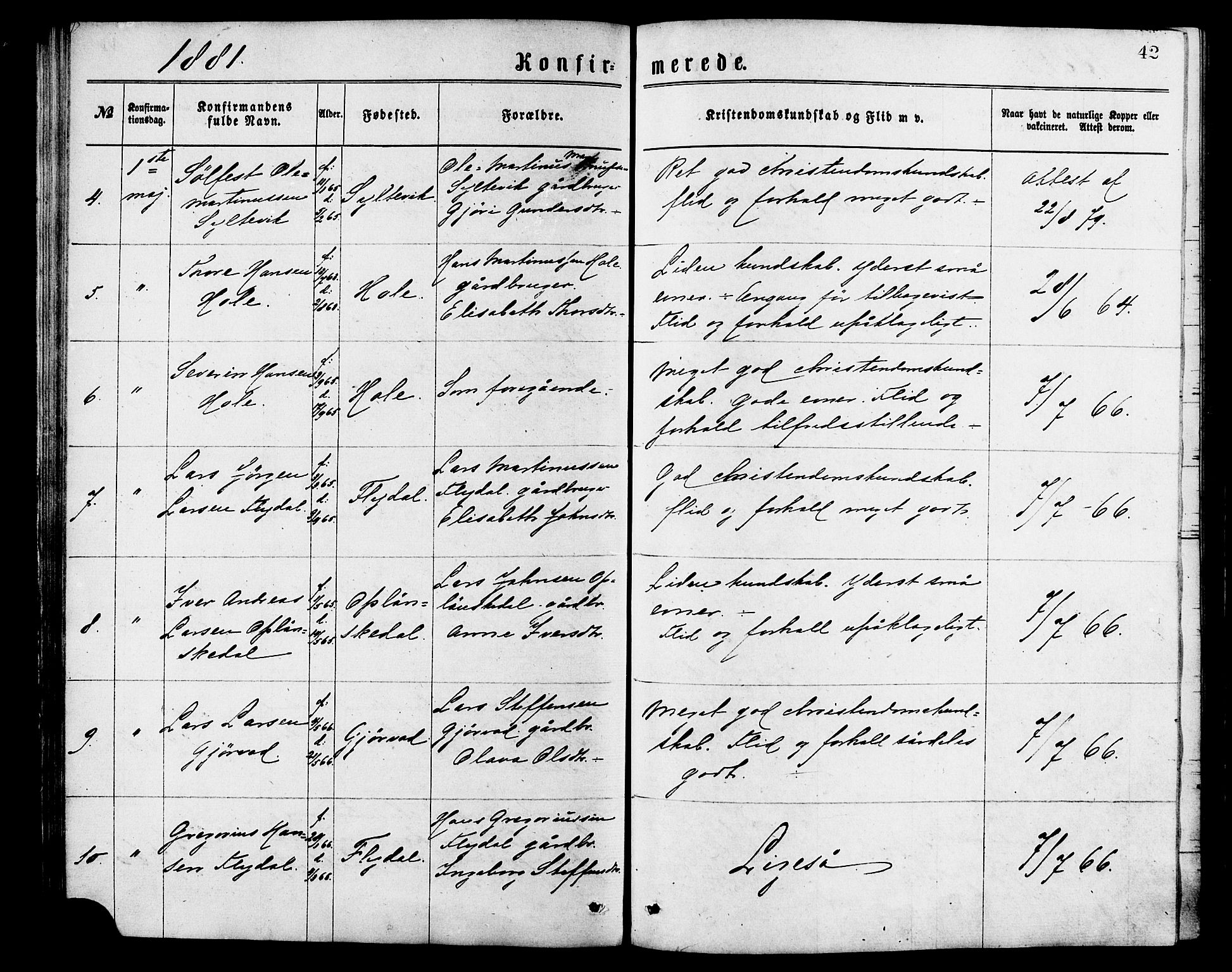 Ministerialprotokoller, klokkerbøker og fødselsregistre - Møre og Romsdal, AV/SAT-A-1454/517/L0227: Parish register (official) no. 517A07, 1870-1886, p. 42