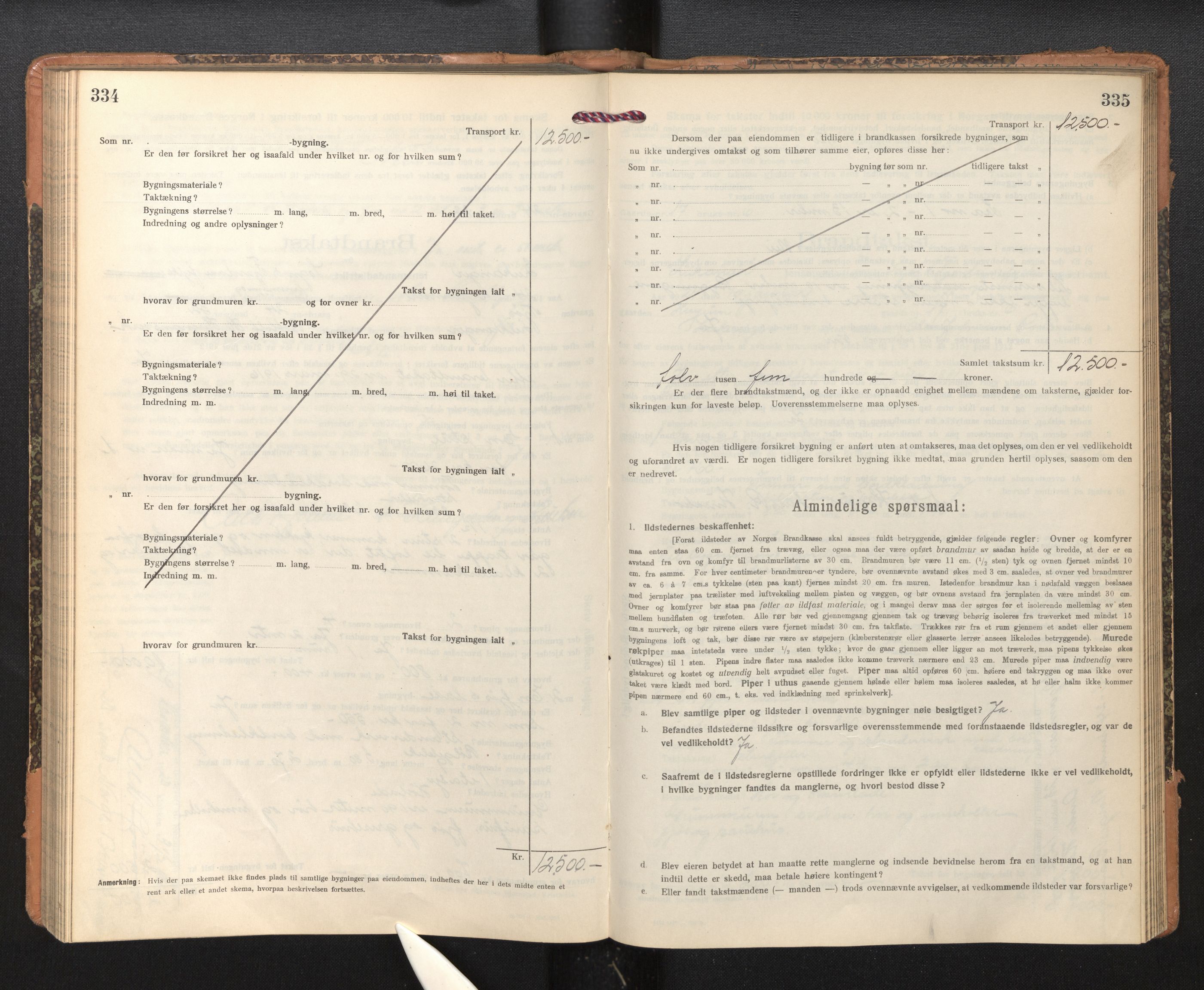 Lensmannen i Leikanger, AV/SAB-A-29201/0012/L0006: Branntakstprotokoll, skjematakst, 1920-1926, p. 334-335