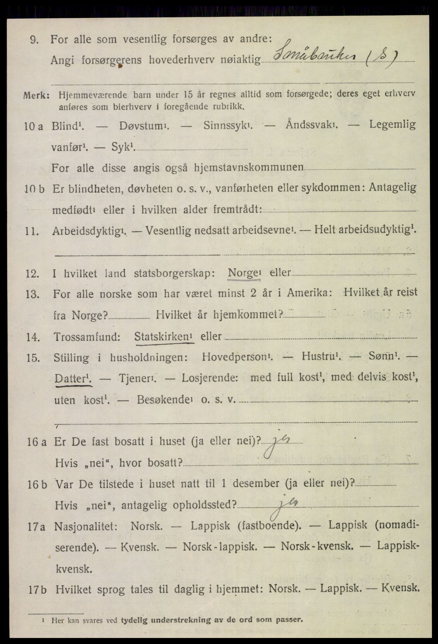 SAT, 1920 census for Ogndal, 1920, p. 1384