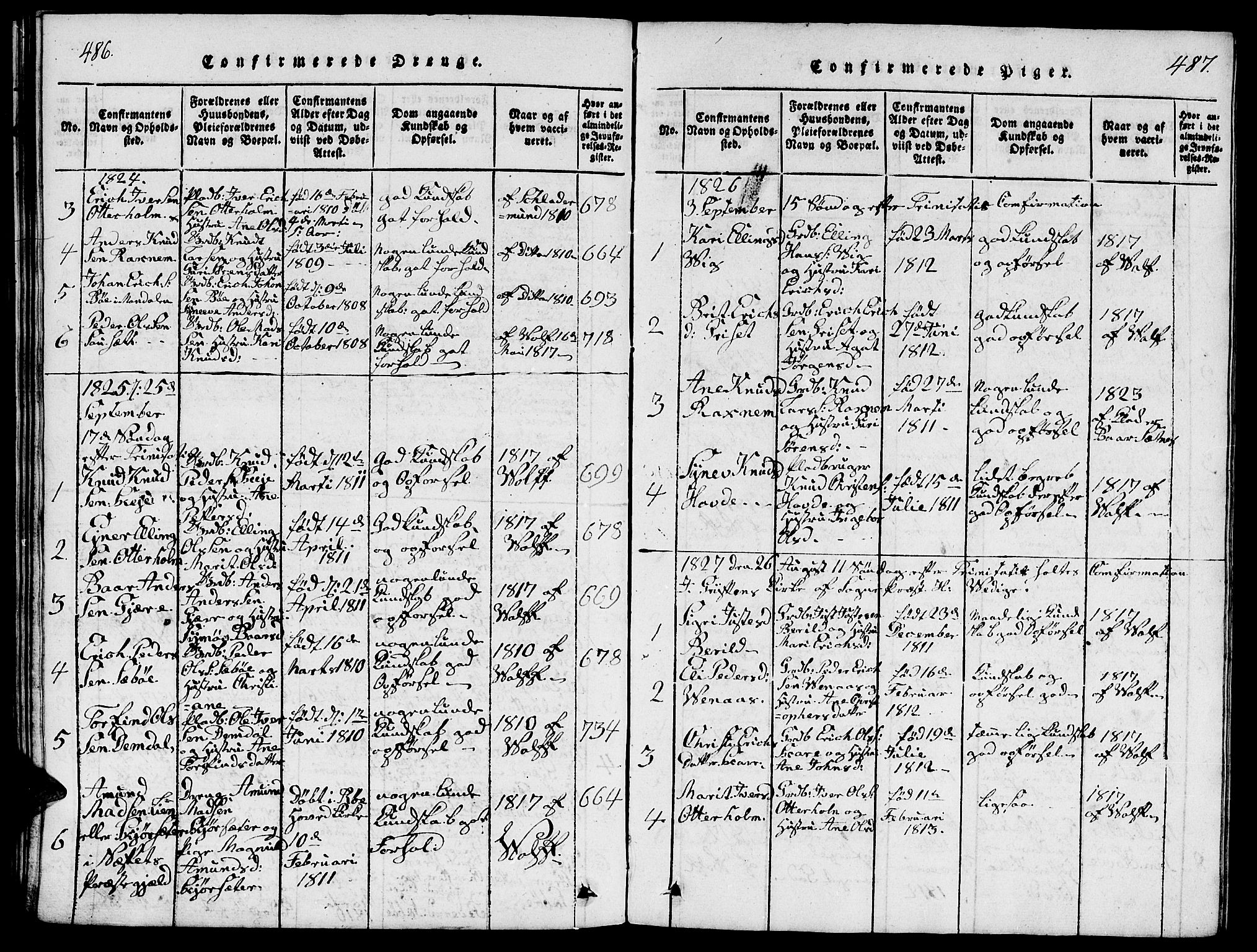 Ministerialprotokoller, klokkerbøker og fødselsregistre - Møre og Romsdal, AV/SAT-A-1454/543/L0563: Parish register (copy) no. 543C01, 1818-1836, p. 486-487