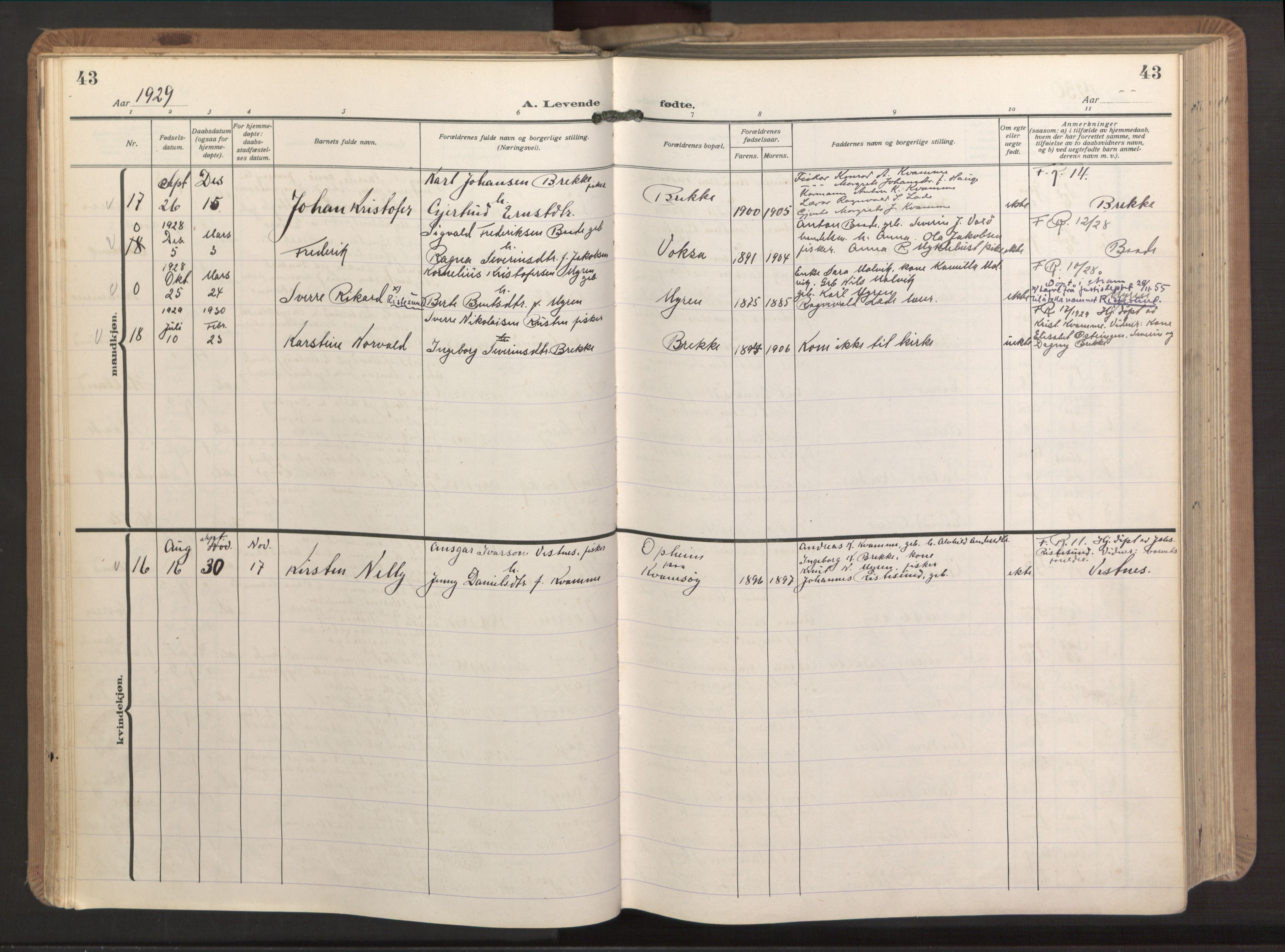 Ministerialprotokoller, klokkerbøker og fødselsregistre - Møre og Romsdal, AV/SAT-A-1454/503/L0044: Parish register (official) no. 503A12, 1918-1931, p. 43