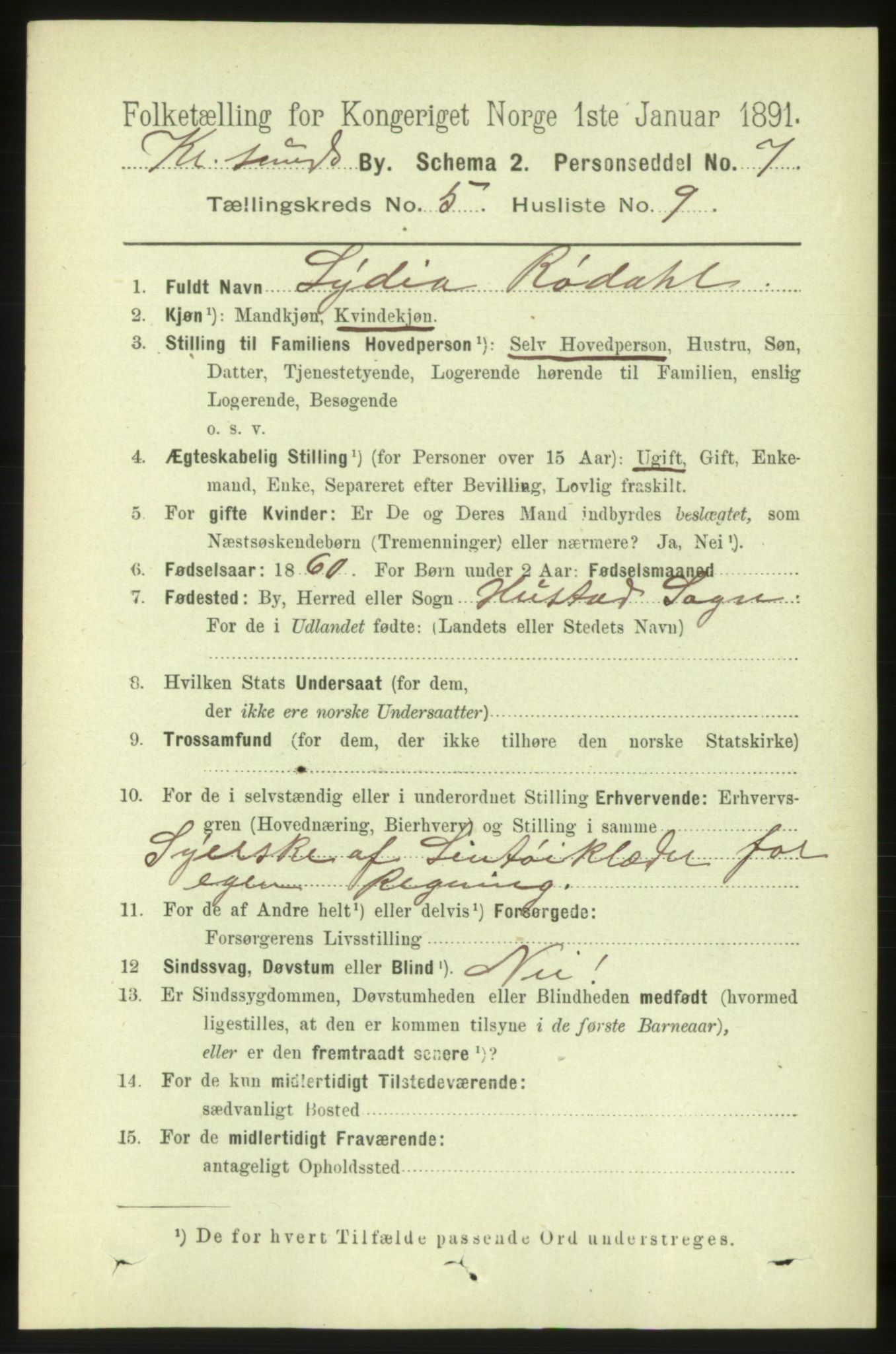 RA, 1891 census for 1503 Kristiansund, 1891, p. 4397