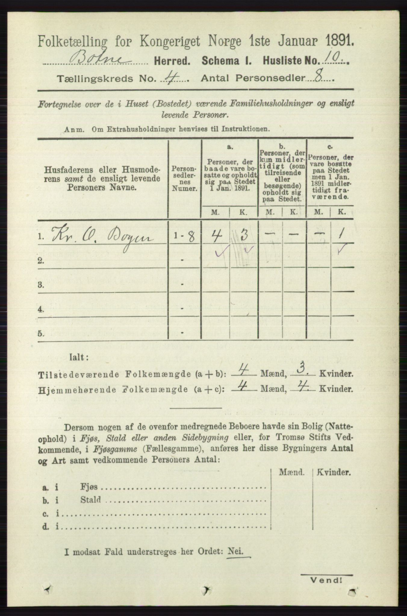 RA, 1891 census for 0715 Botne, 1891, p. 1555