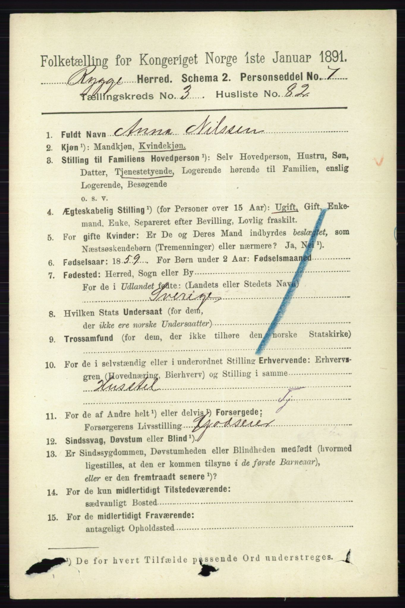 RA, 1891 census for 0136 Rygge, 1891, p. 2153