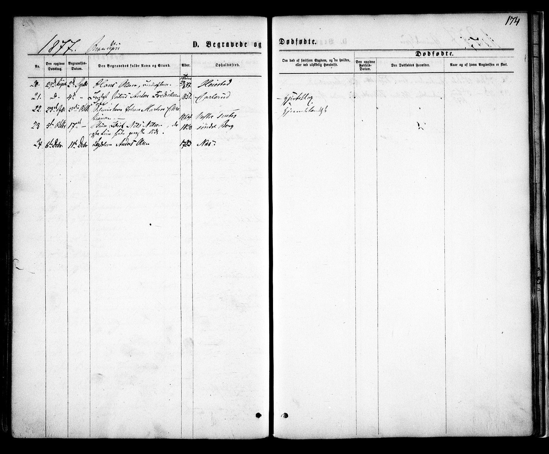 Skiptvet prestekontor Kirkebøker, SAO/A-20009/F/Fa/L0008: Parish register (official) no. 8, 1867-1877, p. 174