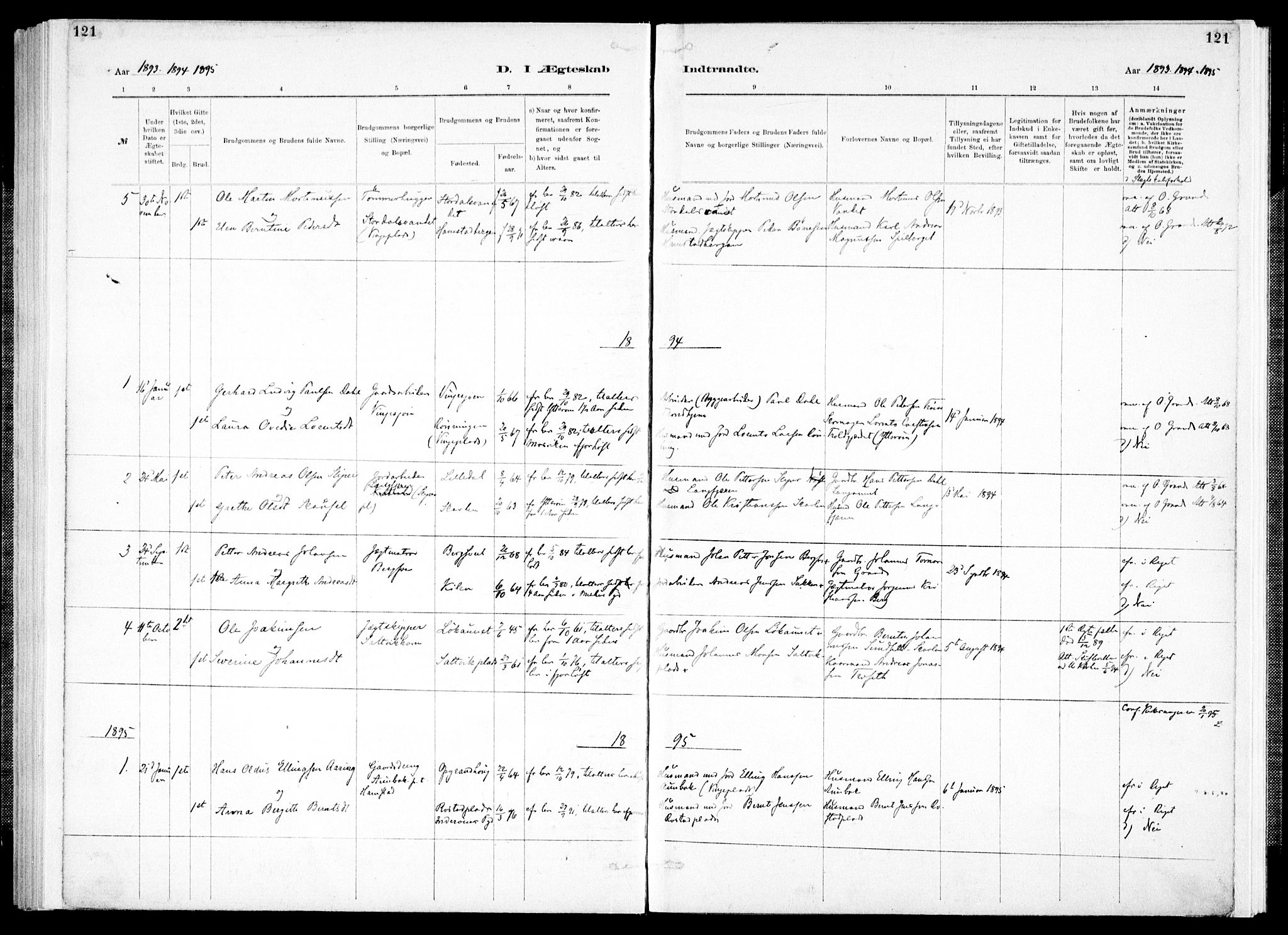 Ministerialprotokoller, klokkerbøker og fødselsregistre - Nord-Trøndelag, SAT/A-1458/733/L0325: Parish register (official) no. 733A04, 1884-1908, p. 121