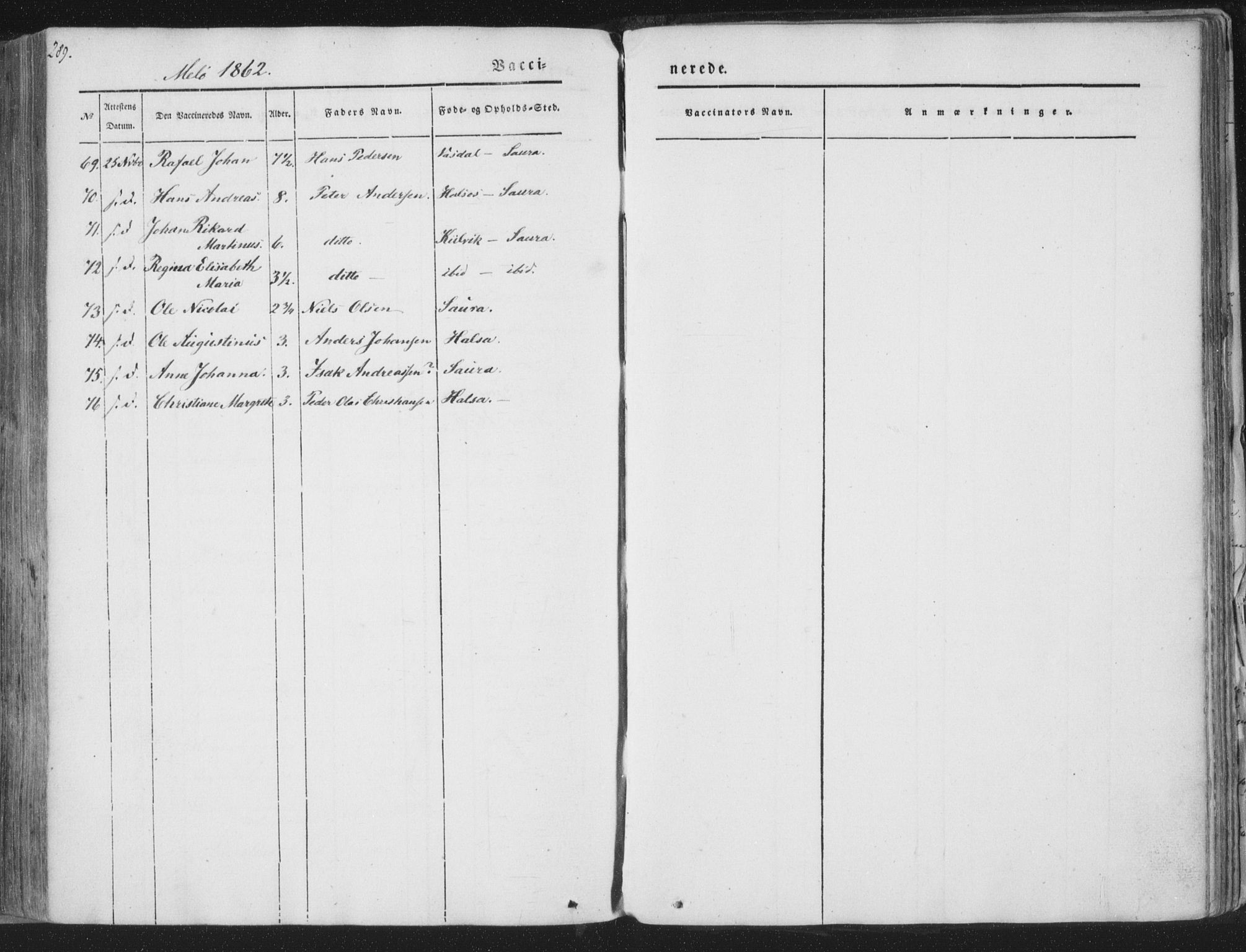 Ministerialprotokoller, klokkerbøker og fødselsregistre - Nordland, AV/SAT-A-1459/841/L0604: Parish register (official) no. 841A09 /2, 1845-1862, p. 289