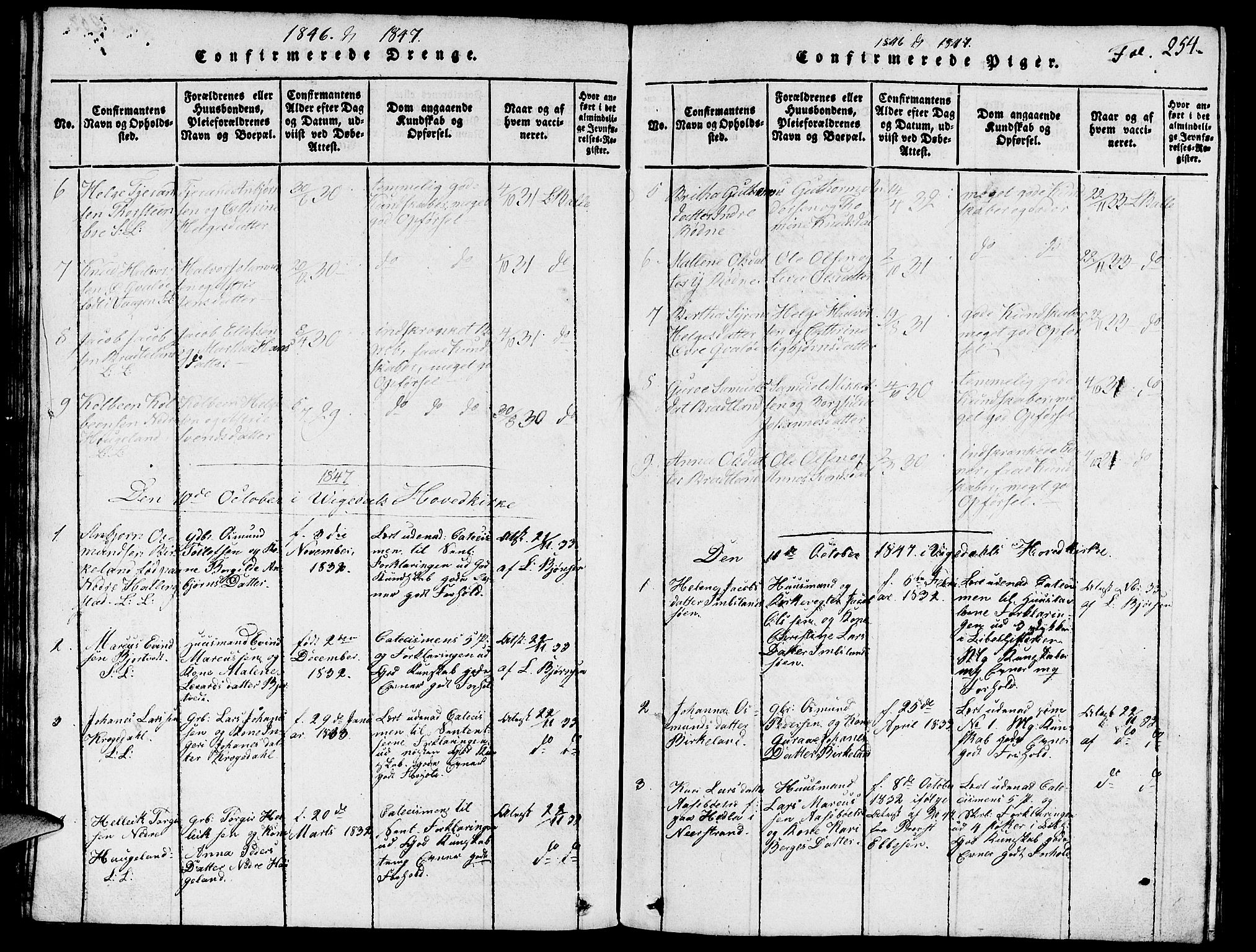 Vikedal sokneprestkontor, SAST/A-101840/01/V: Parish register (copy) no. B 3, 1816-1867, p. 254
