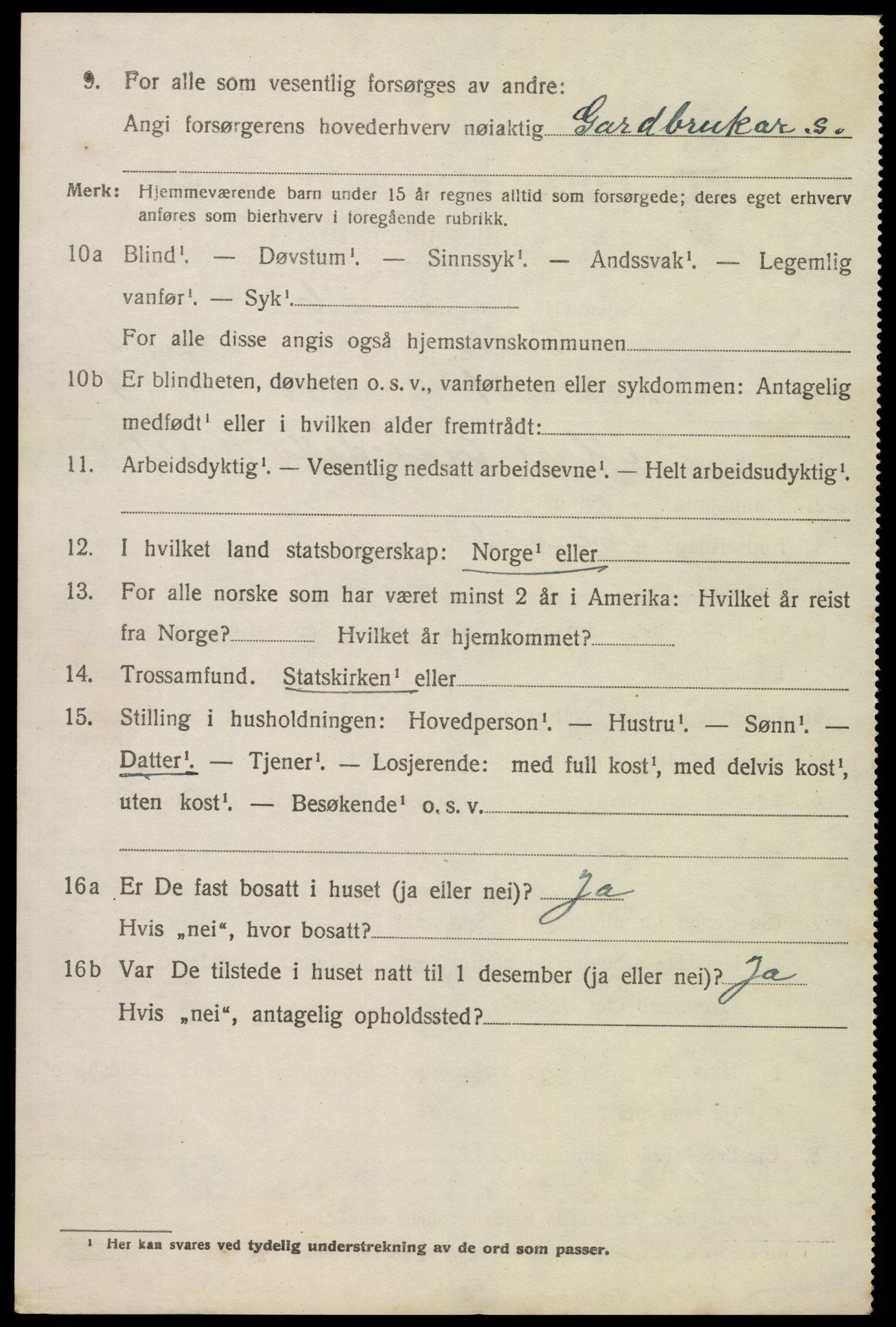 SAK, 1920 census for Valle, 1920, p. 1540