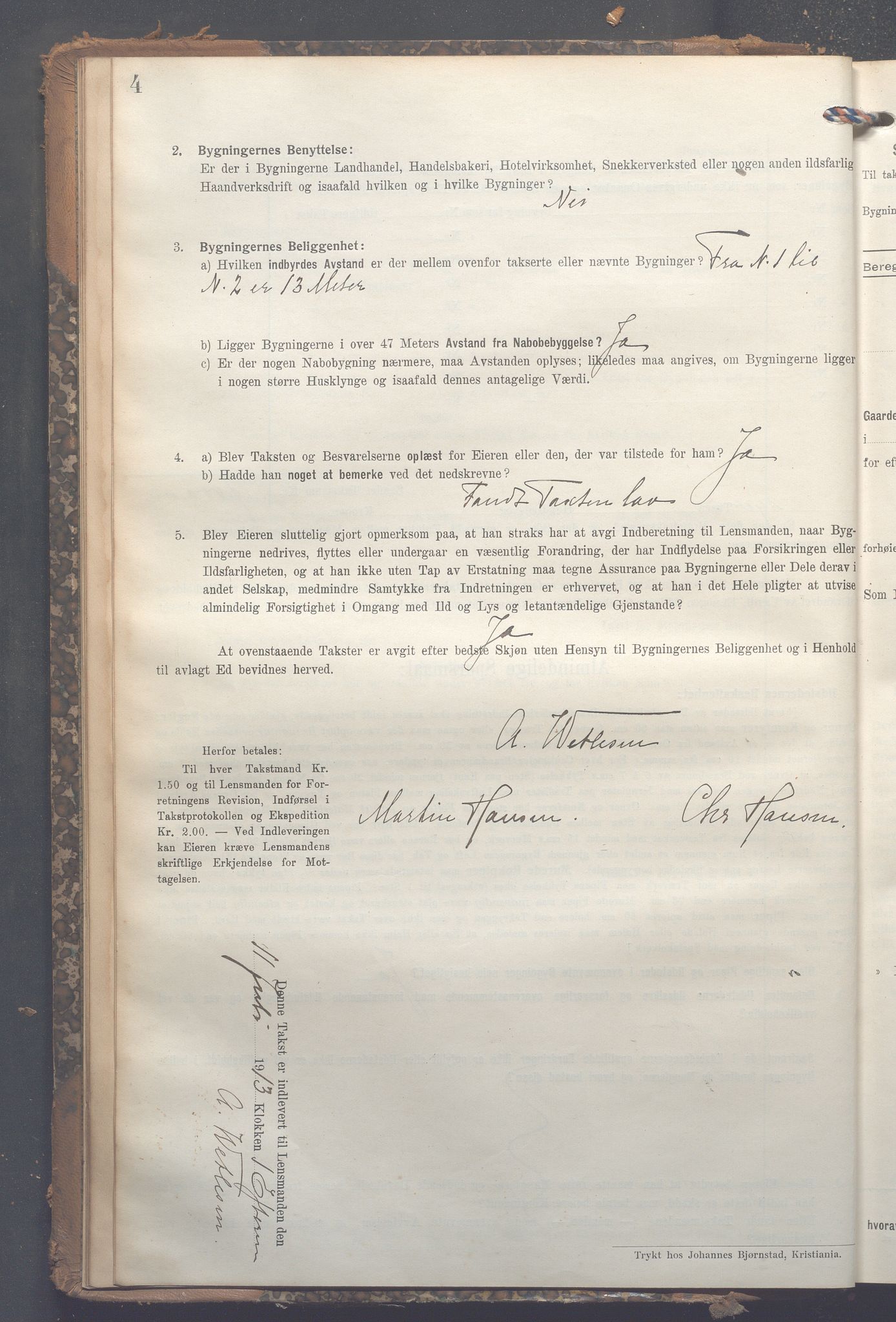 Lensmennene i Aker, OBA/A-10133/F/Fc/L0014: Branntakstprotokoll, 1913-1914, p. 4