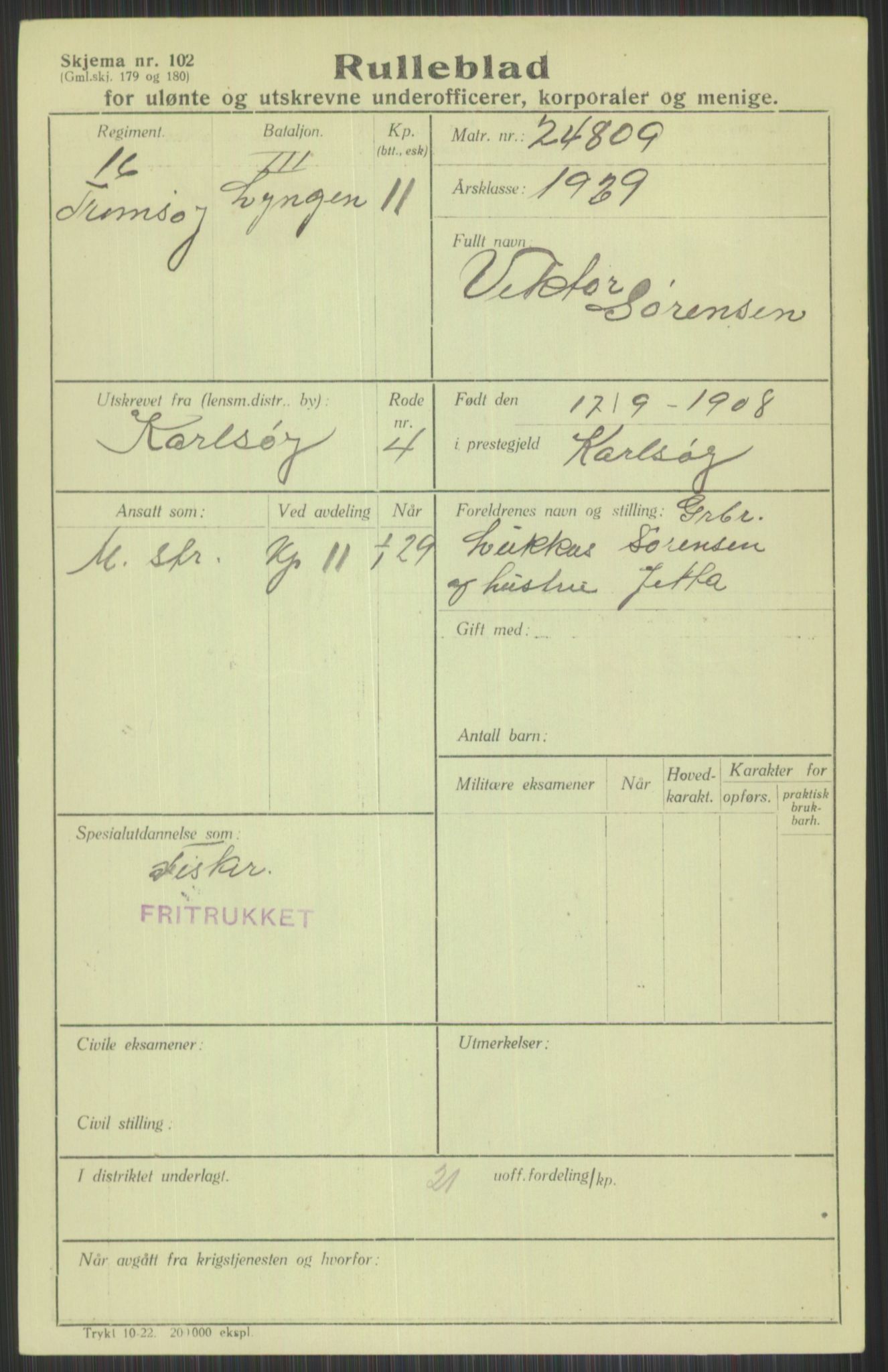 Forsvaret, Troms infanteriregiment nr. 16, AV/RA-RAFA-3146/P/Pa/L0013/0004: Rulleblad / Rulleblad for regimentets menige mannskaper, årsklasse 1929, 1929, p. 1255