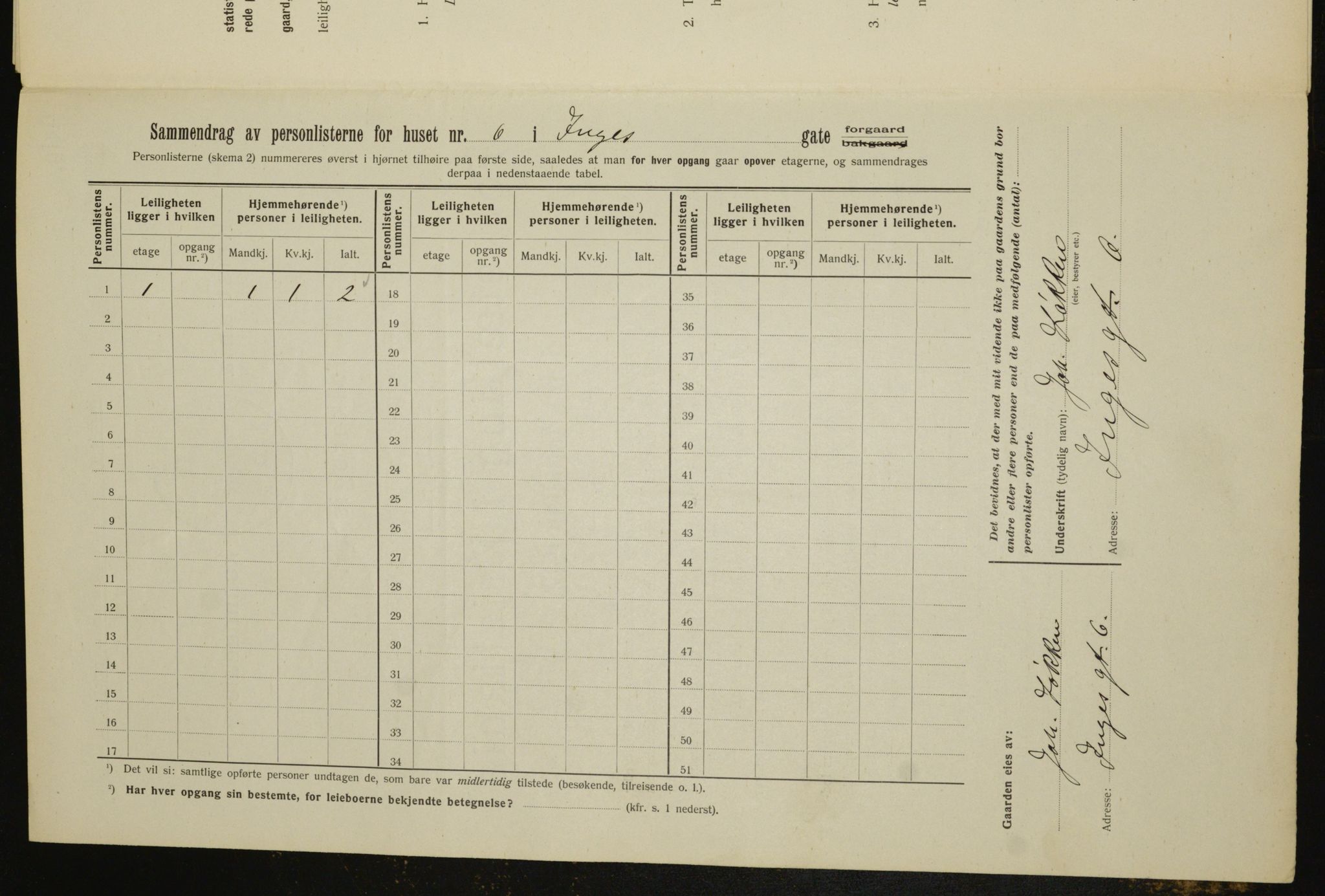 OBA, Municipal Census 1912 for Kristiania, 1912, p. 44296