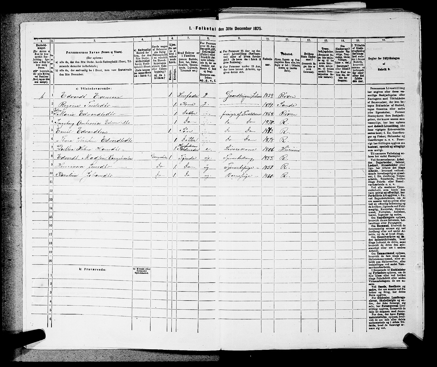 SAKO, 1875 census for 0627P Røyken, 1875, p. 181