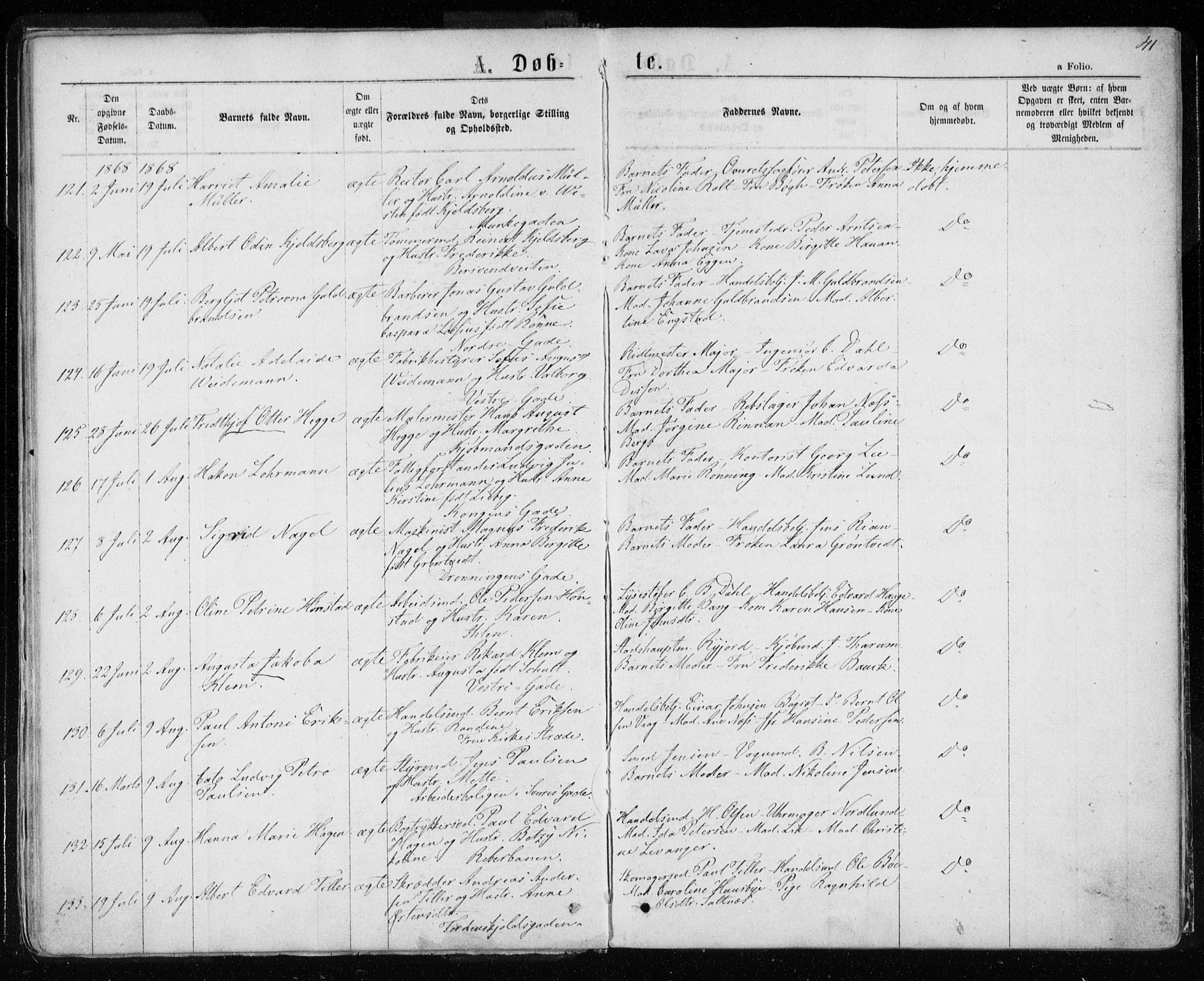 Ministerialprotokoller, klokkerbøker og fødselsregistre - Sør-Trøndelag, AV/SAT-A-1456/601/L0054: Parish register (official) no. 601A22, 1866-1877, p. 41