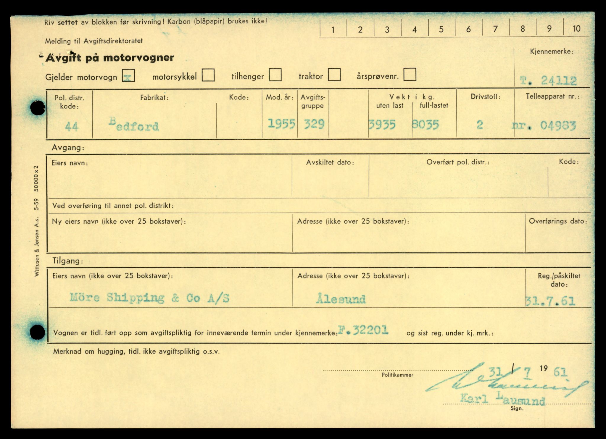 Møre og Romsdal vegkontor - Ålesund trafikkstasjon, AV/SAT-A-4099/F/Fe/L0036: Registreringskort for kjøretøy T 12831 - T 13030, 1927-1998, p. 1107