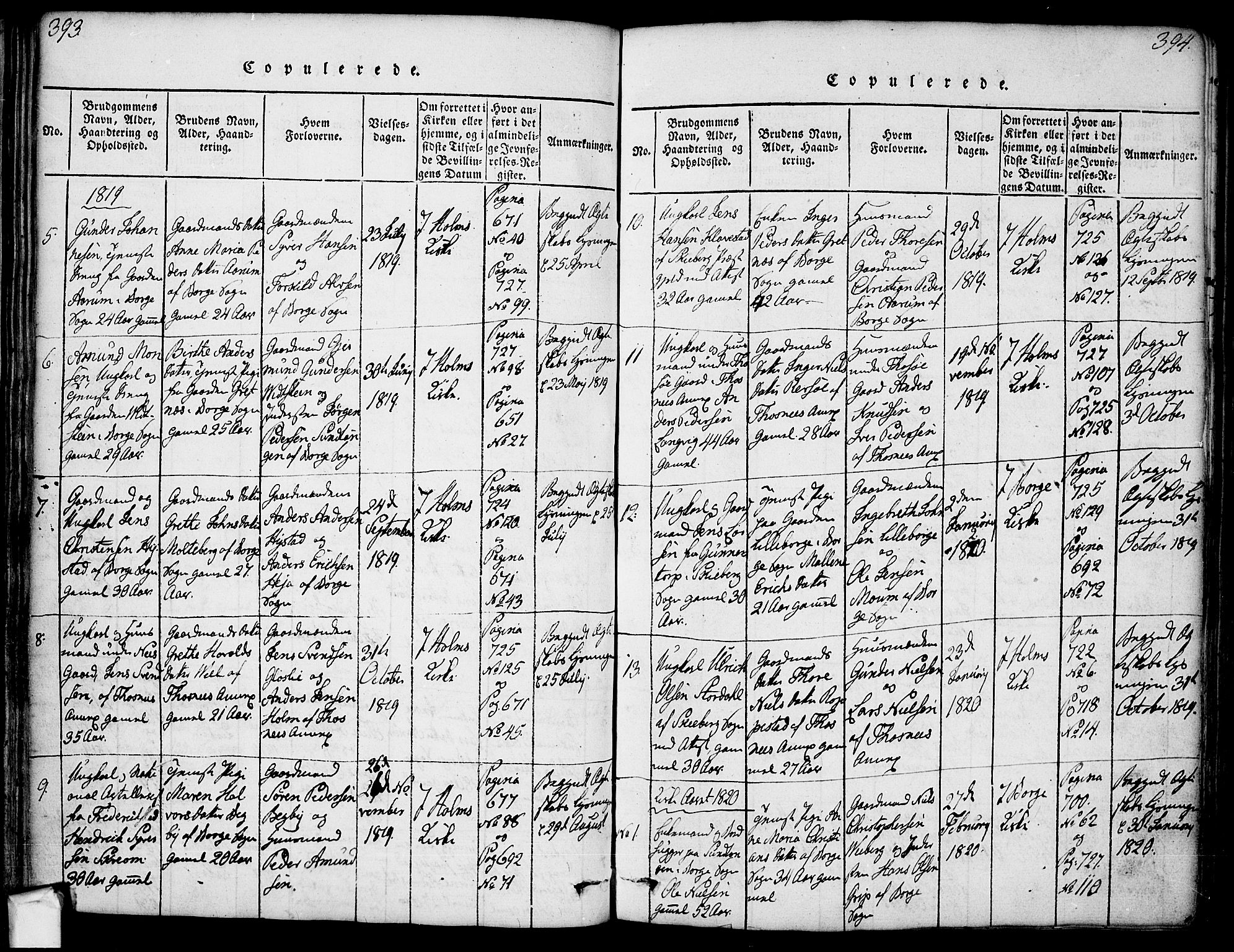 Borge prestekontor Kirkebøker, SAO/A-10903/F/Fa/L0003: Parish register (official) no. I 3, 1815-1836, p. 393-394