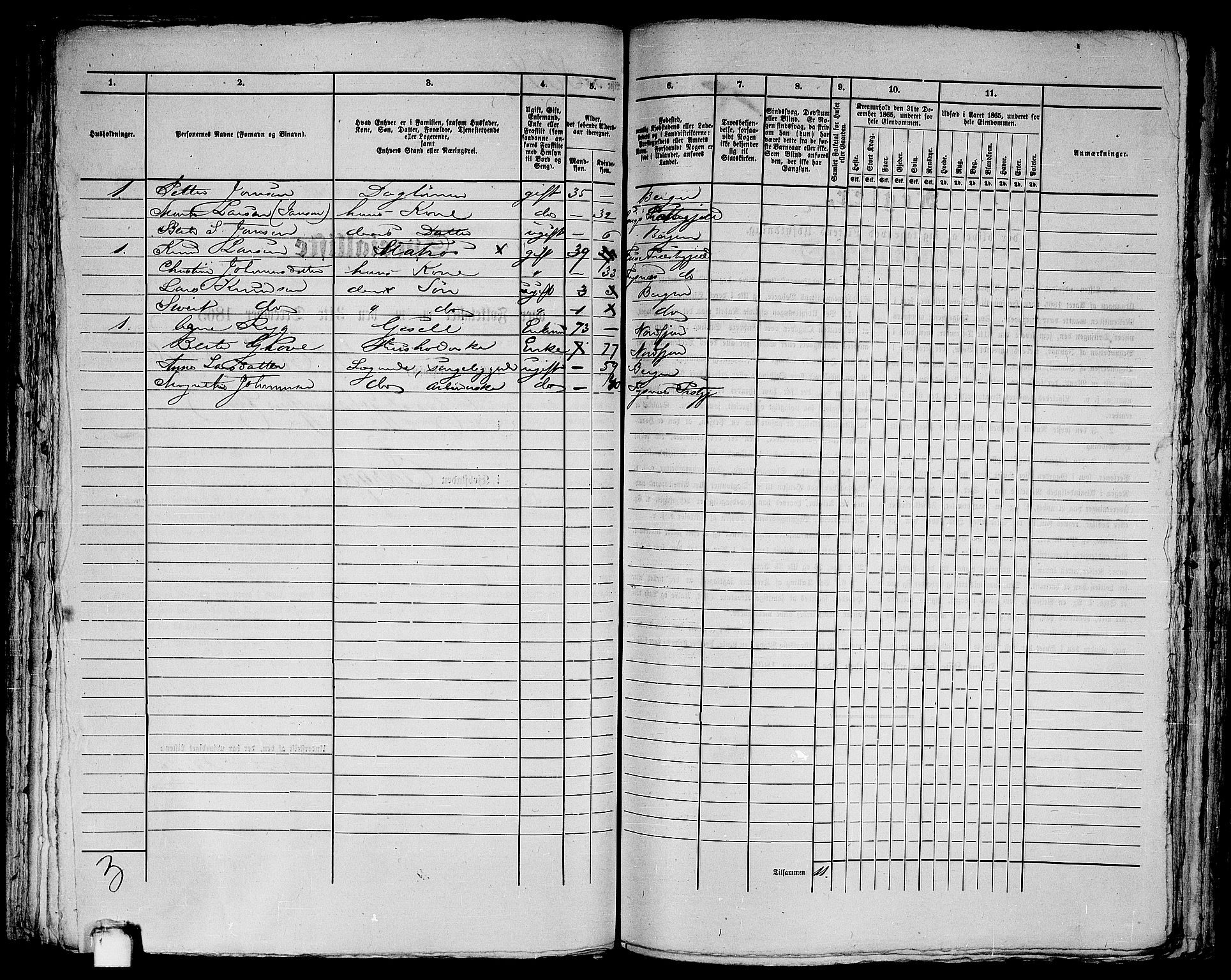 RA, 1865 census for Bergen, 1865, p. 1778