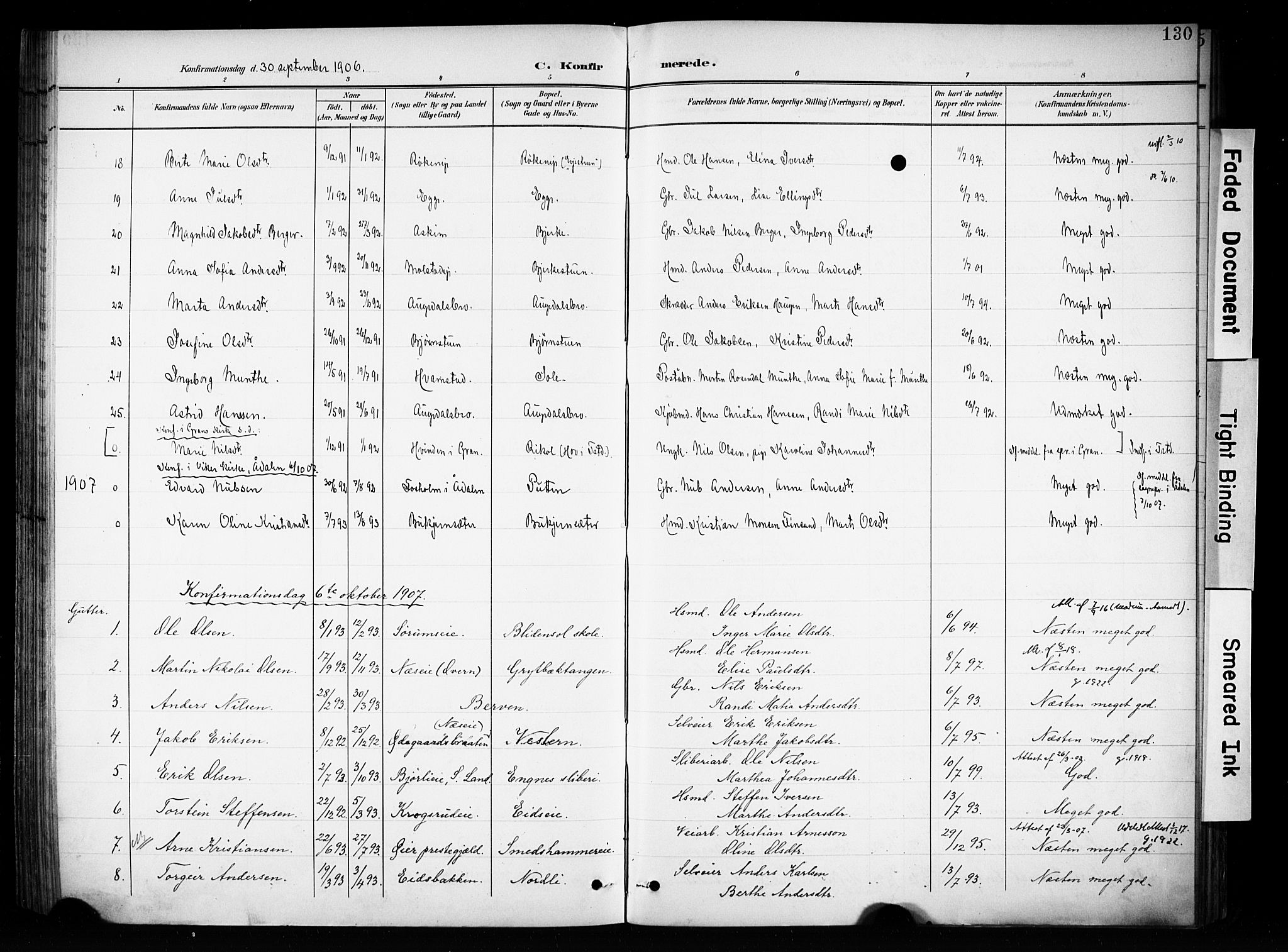 Brandbu prestekontor, SAH/PREST-114/H/Ha/Haa/L0001: Parish register (official) no. 1, 1900-1912, p. 130