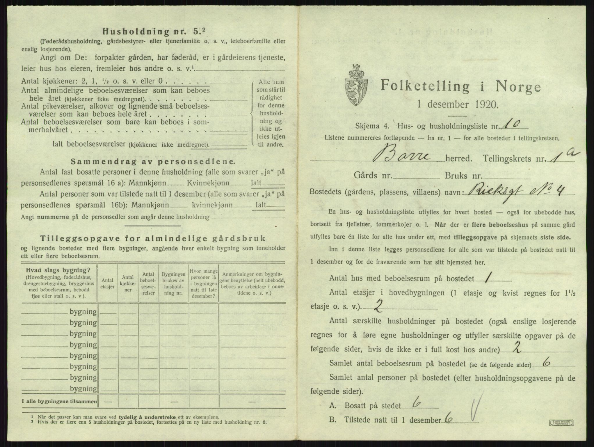 SAKO, 1920 census for Borre, 1920, p. 50