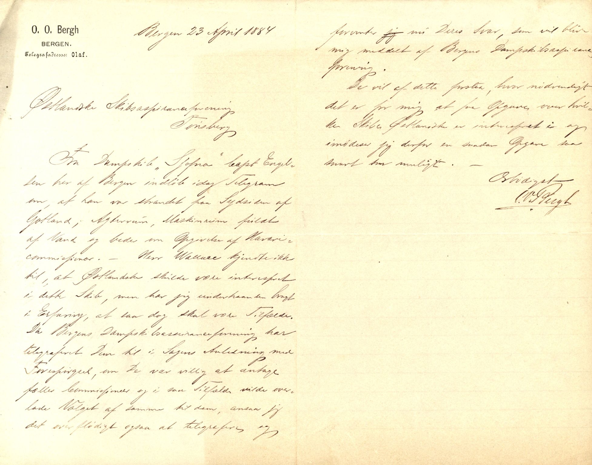 Pa 63 - Østlandske skibsassuranceforening, VEMU/A-1079/G/Ga/L0017/0005: Havaridokumenter / Signe, Hurra, Activ, Sjofna, Senior, Scandia, 1884, p. 68