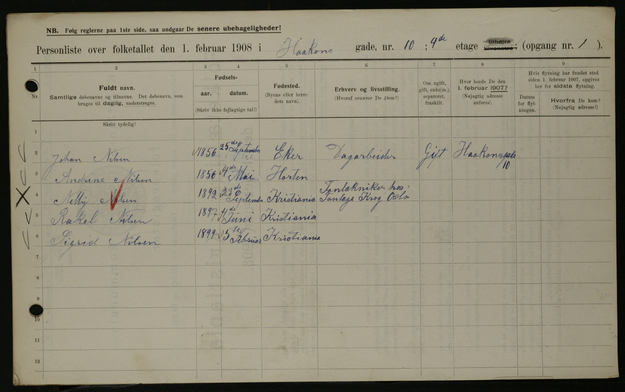 OBA, Municipal Census 1908 for Kristiania, 1908, p. 38422