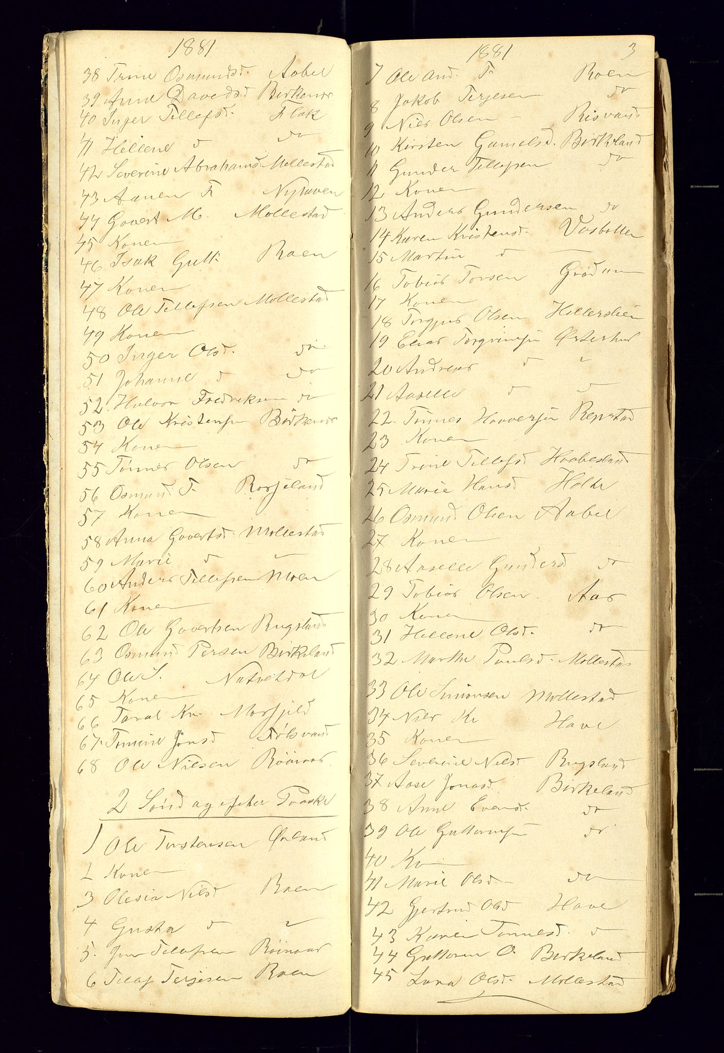 Birkenes sokneprestkontor, AV/SAK-1111-0004/F/Fc/L0007: Communicants register no. C-7, 1881-1891, p. 3