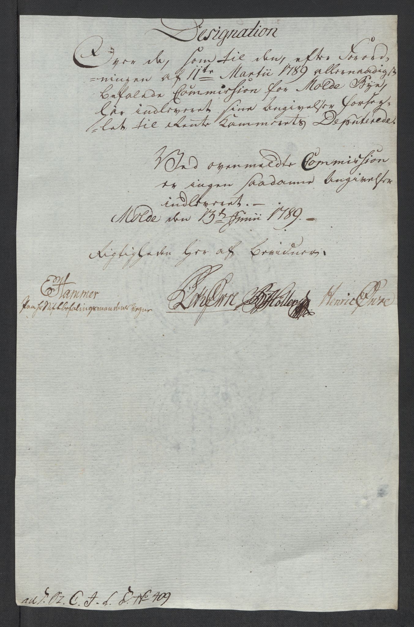 Rentekammeret inntil 1814, Reviderte regnskaper, Mindre regnskaper, AV/RA-EA-4068/Rf/Rfe/L0024: Modum Blåfarvevverk, Molde, Moss, 1789, p. 39