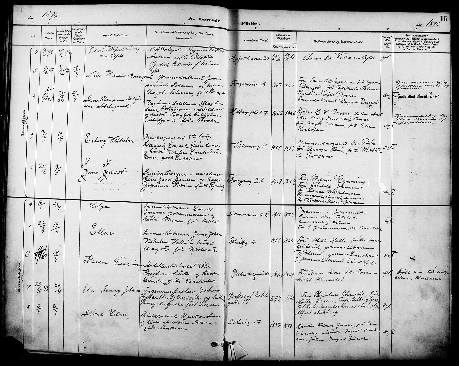 Garnisonsmenigheten Kirkebøker, SAO/A-10846/F/Fa/L0013: Parish register (official) no. 13, 1894-1904, p. 15