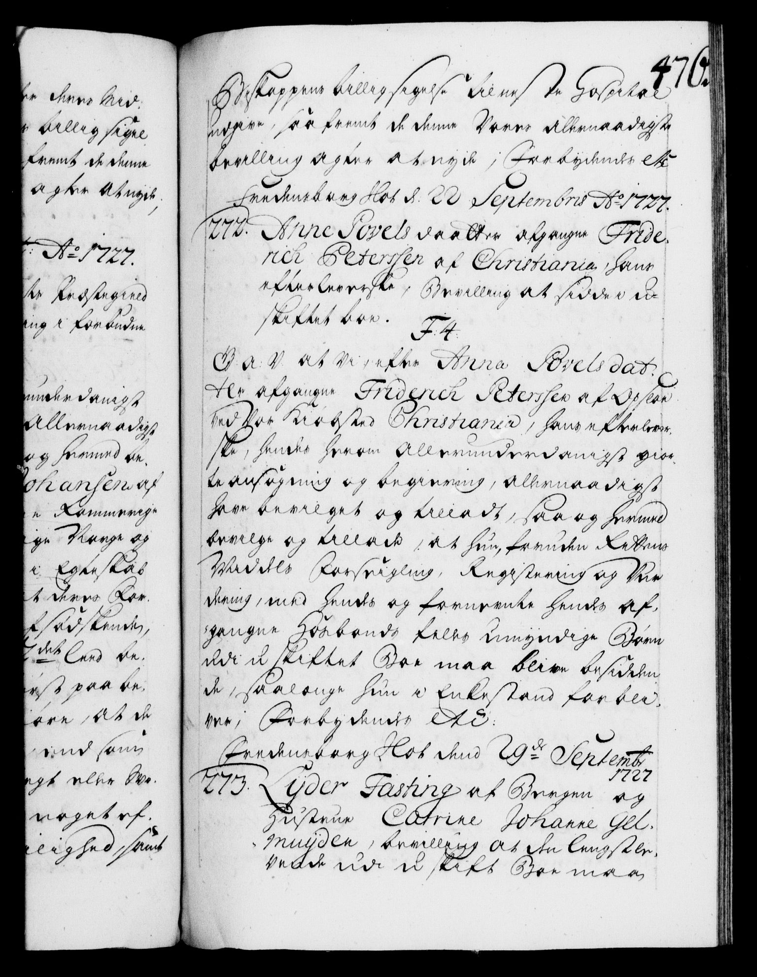 Danske Kanselli 1572-1799, AV/RA-EA-3023/F/Fc/Fca/Fcaa/L0025: Norske registre, 1726-1728, p. 476a