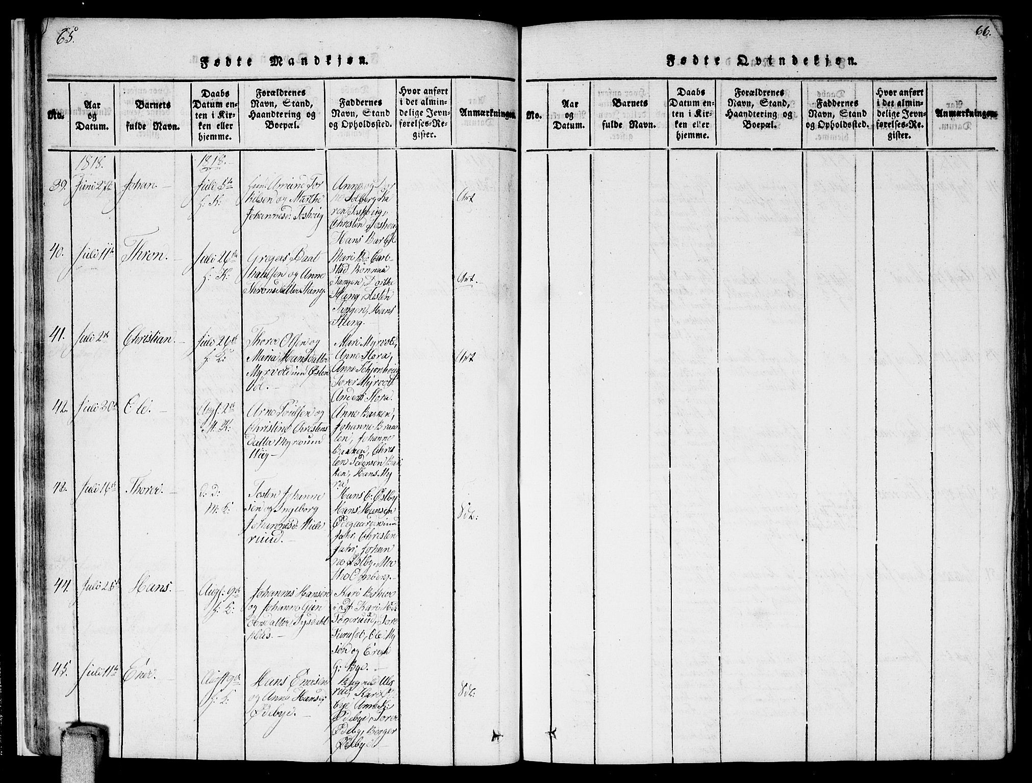 Enebakk prestekontor Kirkebøker, AV/SAO-A-10171c/F/Fa/L0006: Parish register (official) no. I 6, 1815-1832, p. 65-66