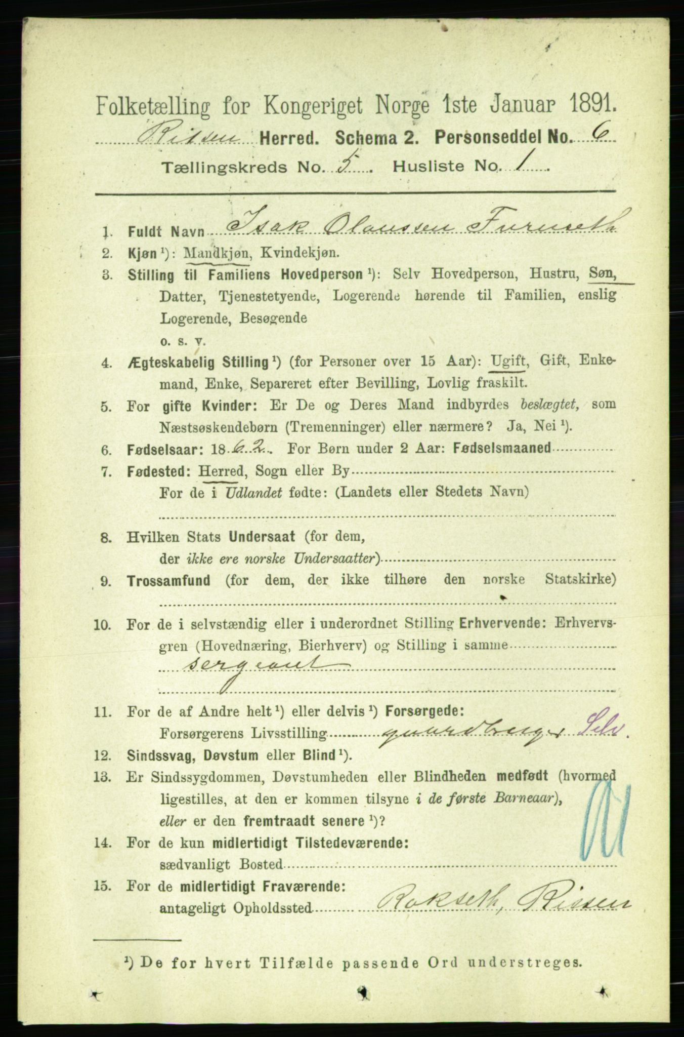 RA, 1891 census for 1624 Rissa, 1891, p. 2669