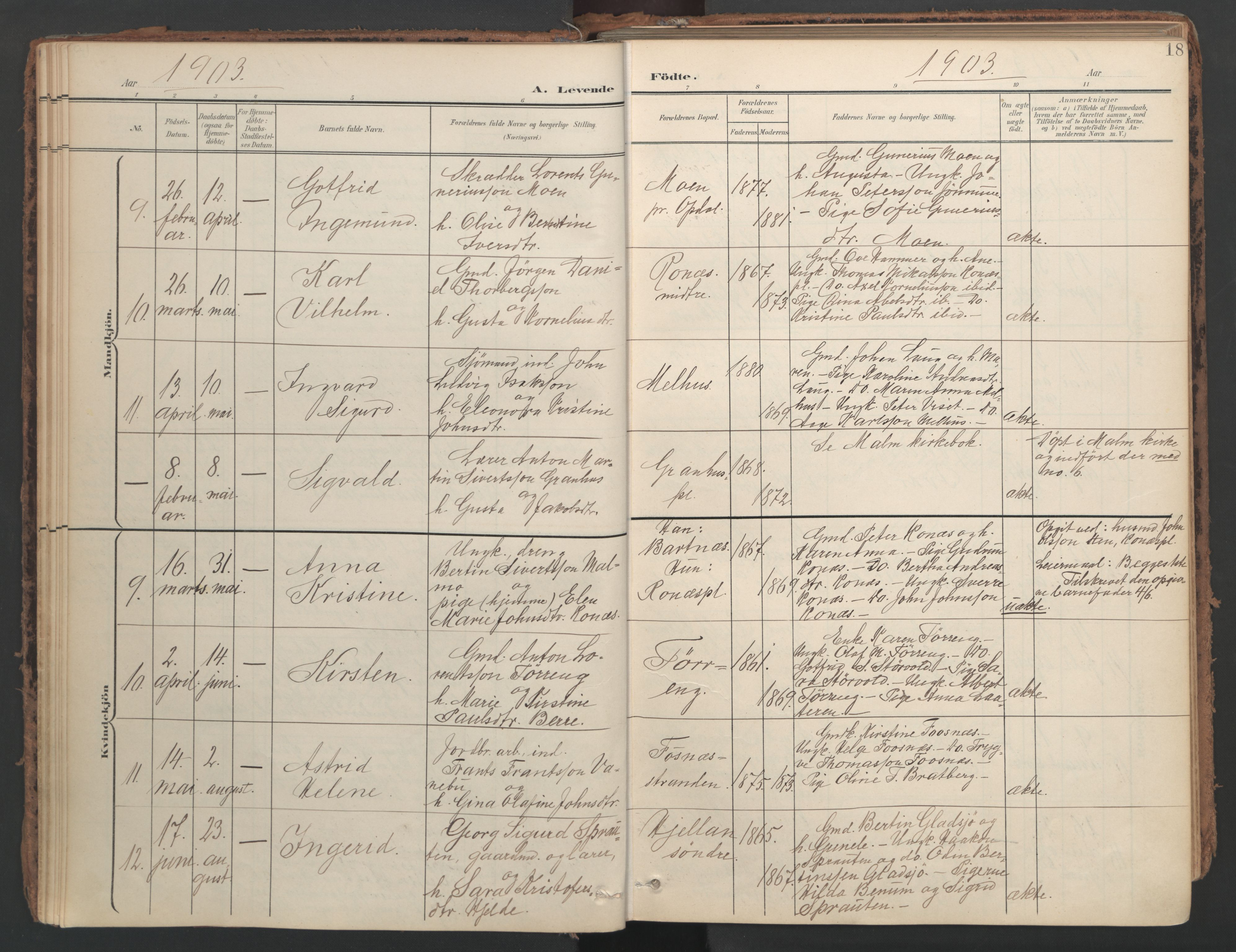Ministerialprotokoller, klokkerbøker og fødselsregistre - Nord-Trøndelag, SAT/A-1458/741/L0397: Parish register (official) no. 741A11, 1901-1911, p. 18
