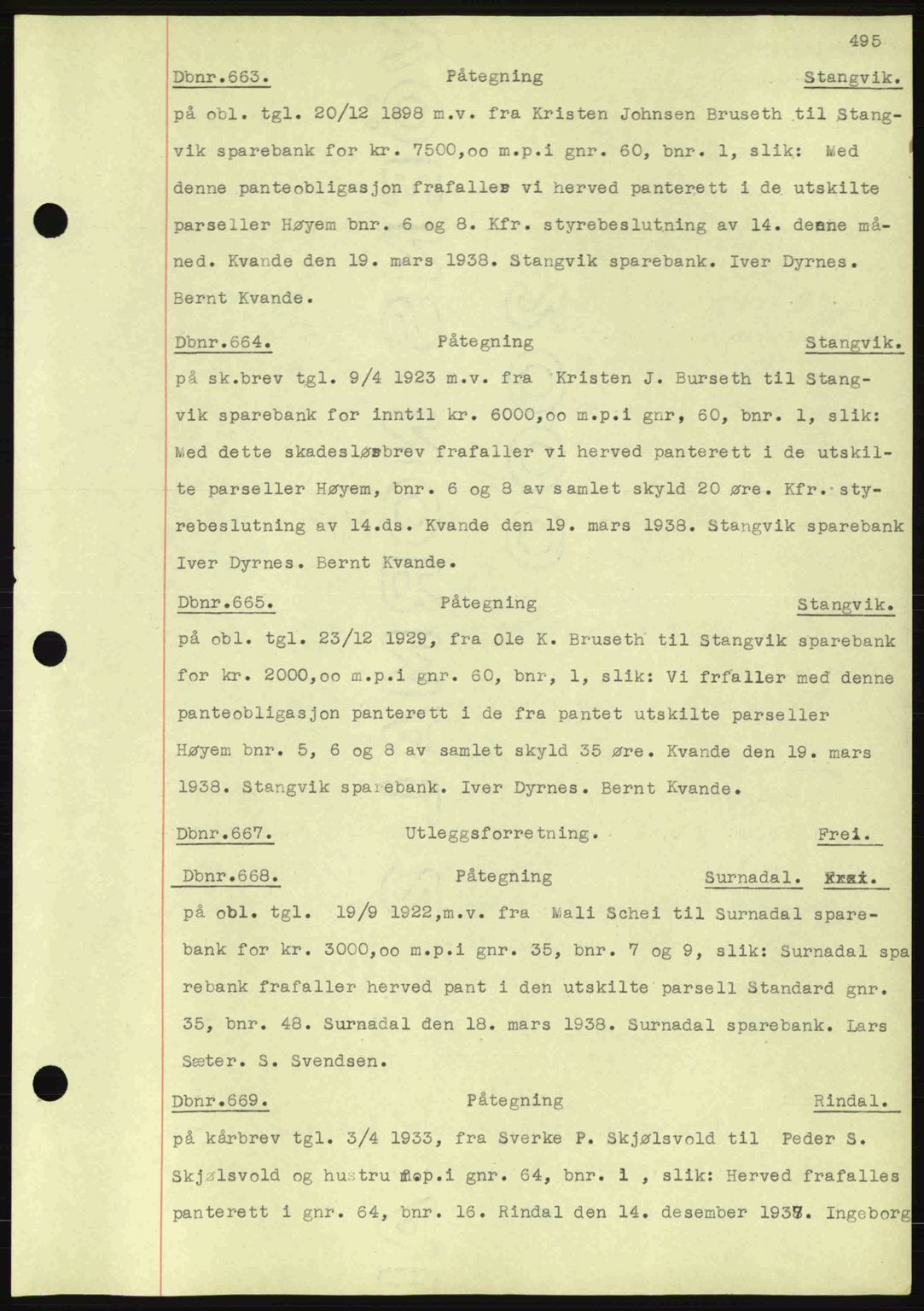 Nordmøre sorenskriveri, AV/SAT-A-4132/1/2/2Ca: Mortgage book no. C80, 1936-1939, Diary no: : 663/1938