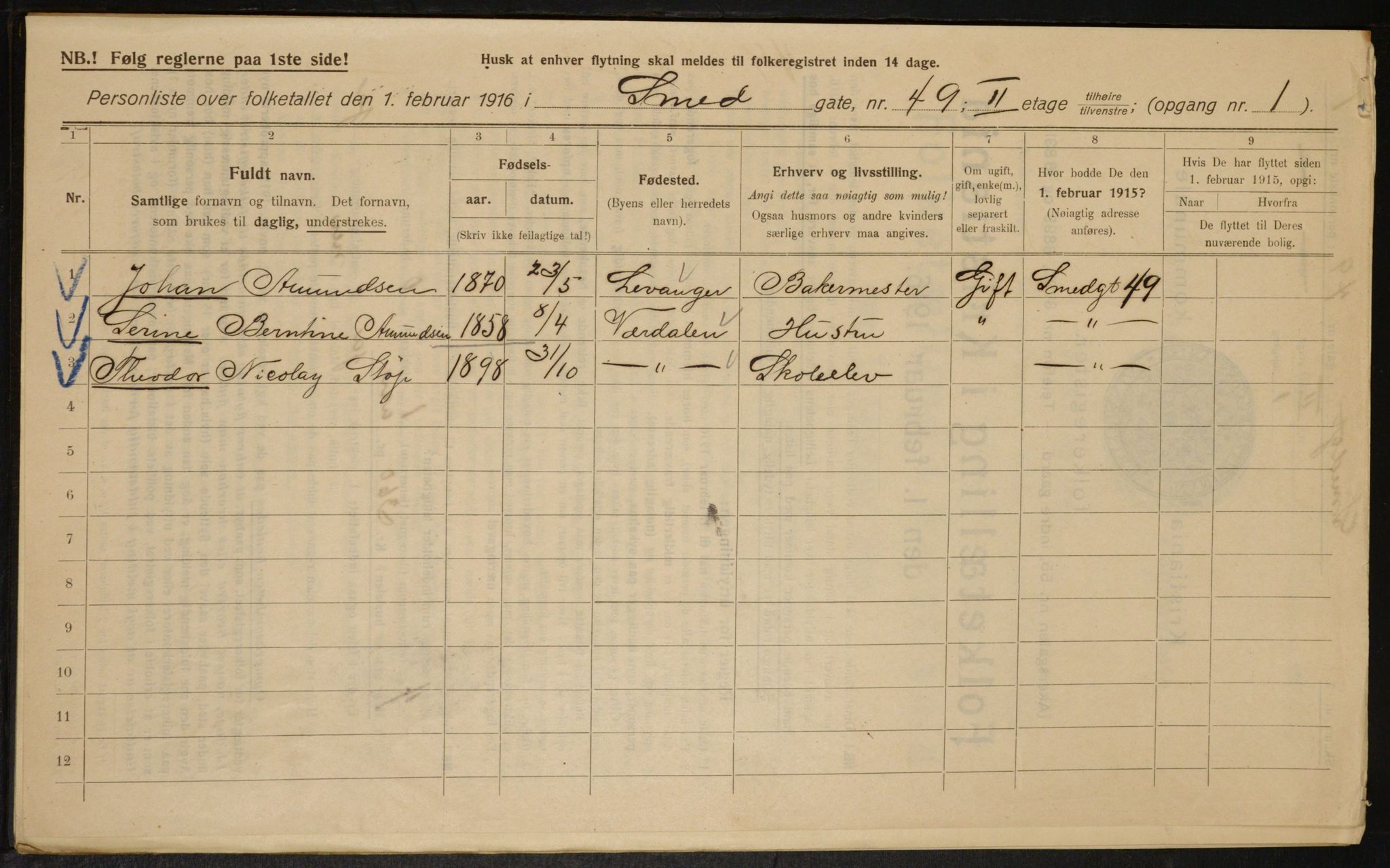 OBA, Municipal Census 1916 for Kristiania, 1916, p. 100146