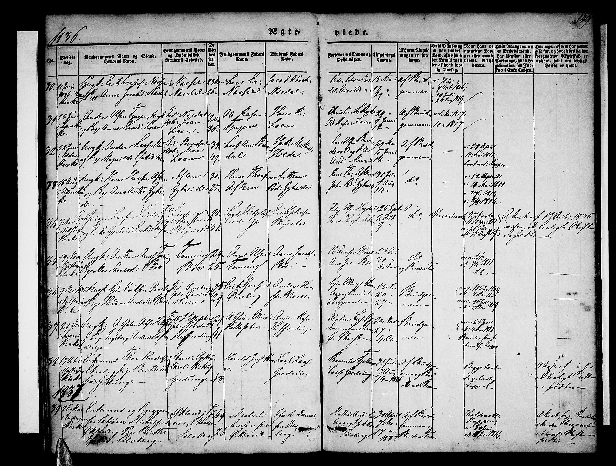 Stryn Sokneprestembete, SAB/A-82501: Parish register (official) no. A 1, 1832-1845, p. 149