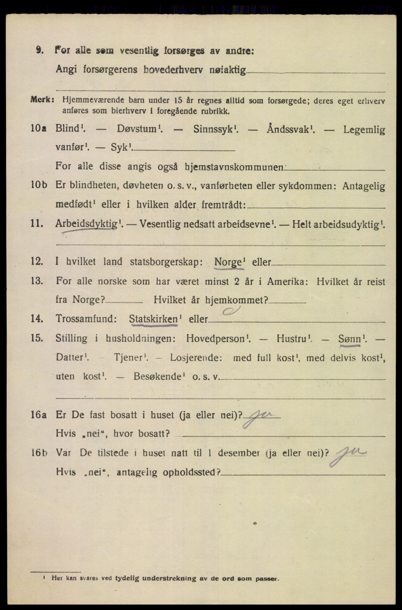 SAK, 1920 census for Oddernes, 1920, p. 9862