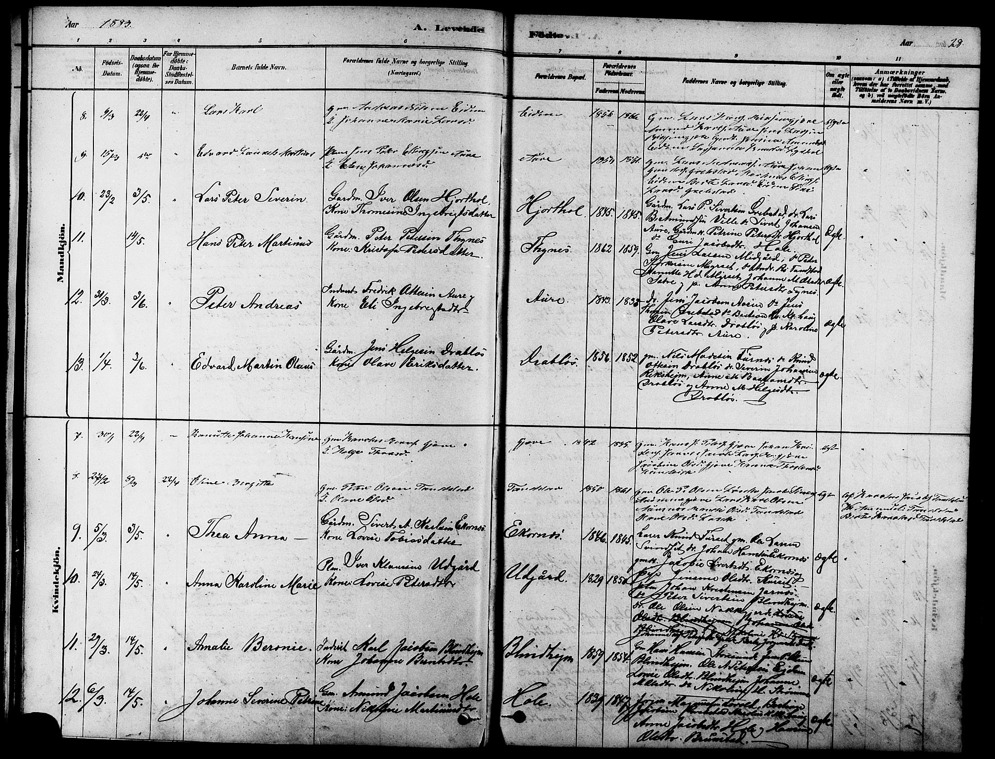 Ministerialprotokoller, klokkerbøker og fødselsregistre - Møre og Romsdal, SAT/A-1454/523/L0339: Parish register (copy) no. 523C02, 1878-1891, p. 28