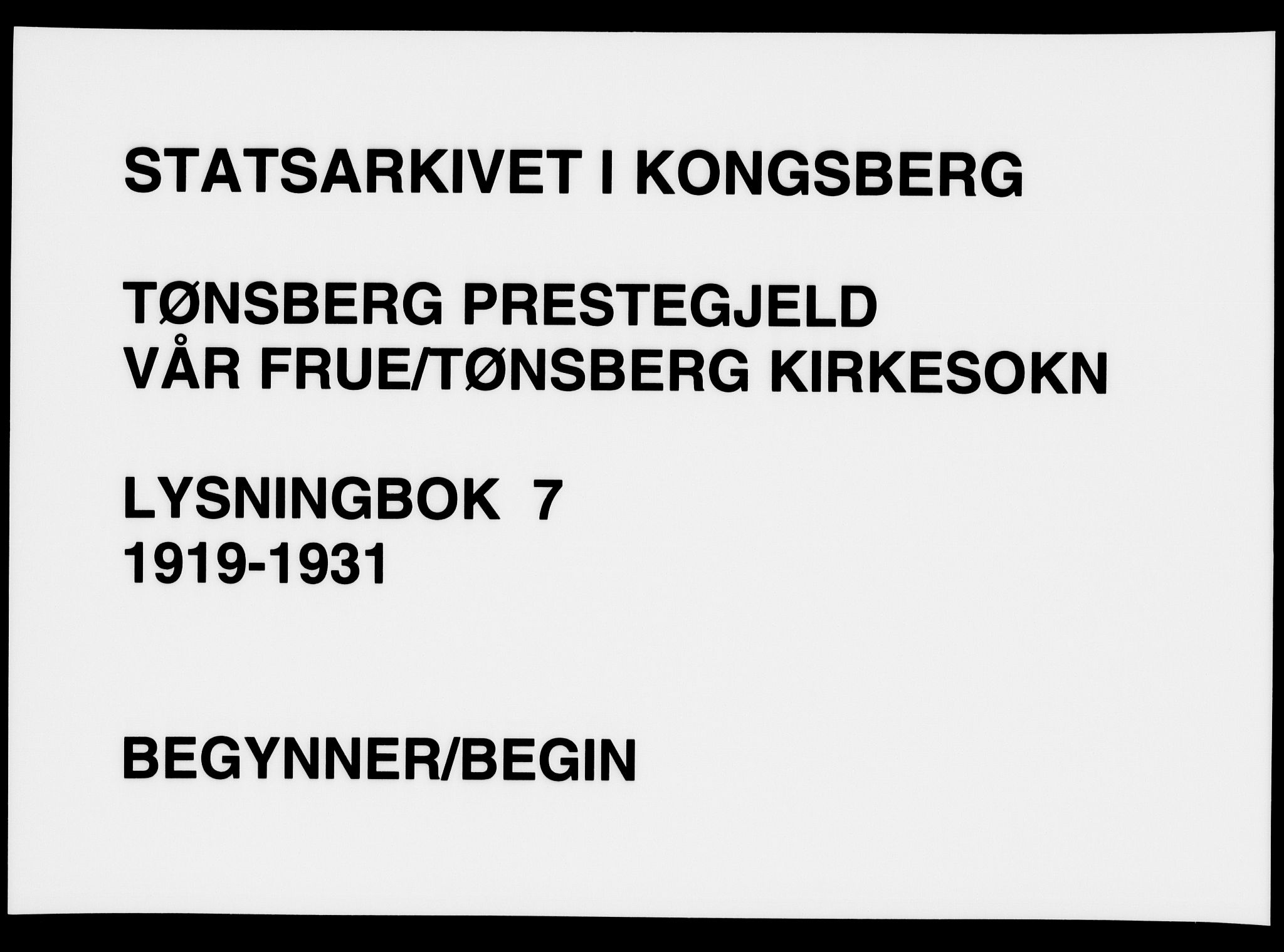 Tønsberg kirkebøker, AV/SAKO-A-330/H/Ha/L0007: Banns register no. 7, 1919-1931